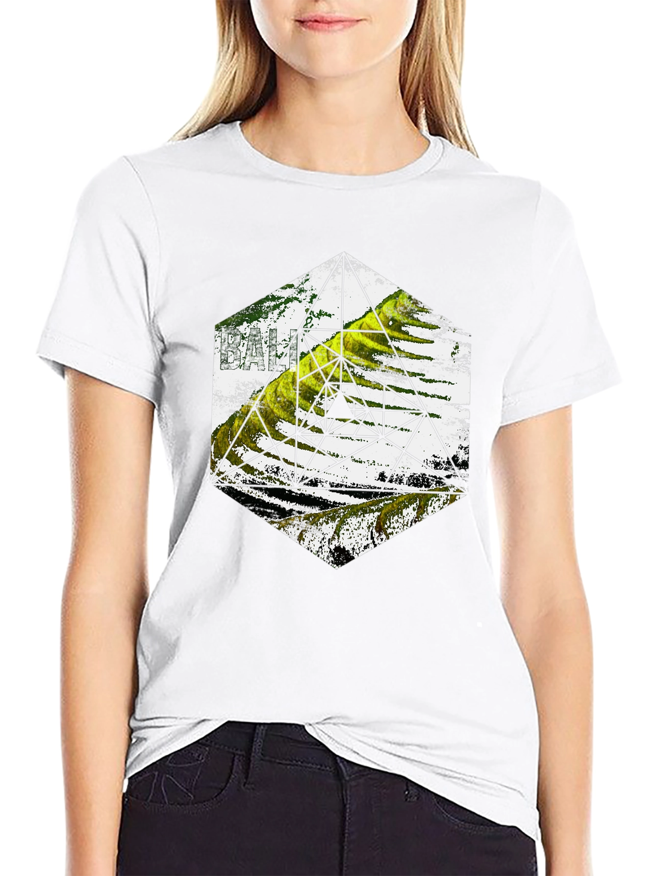 Geometric Design Tee - Black Cotton Blend