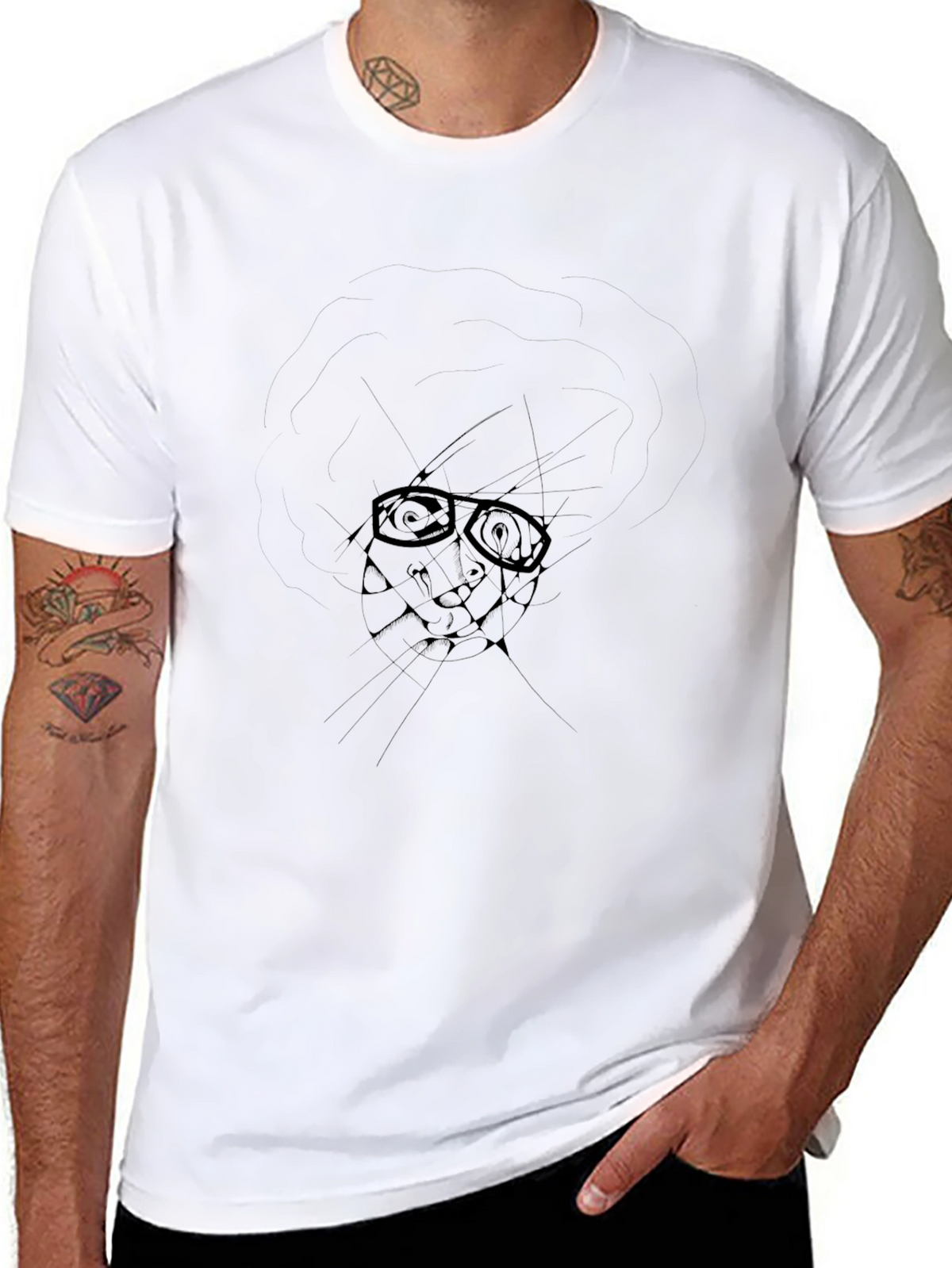 Nerdy Sketch Graphic Tee - Black Cotton Blend