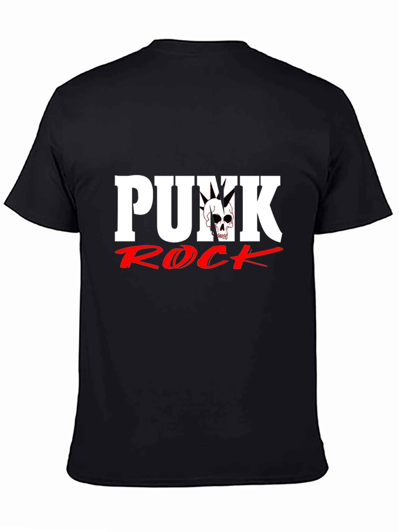 Punk Rock Skull Graphic Black T-Shirt