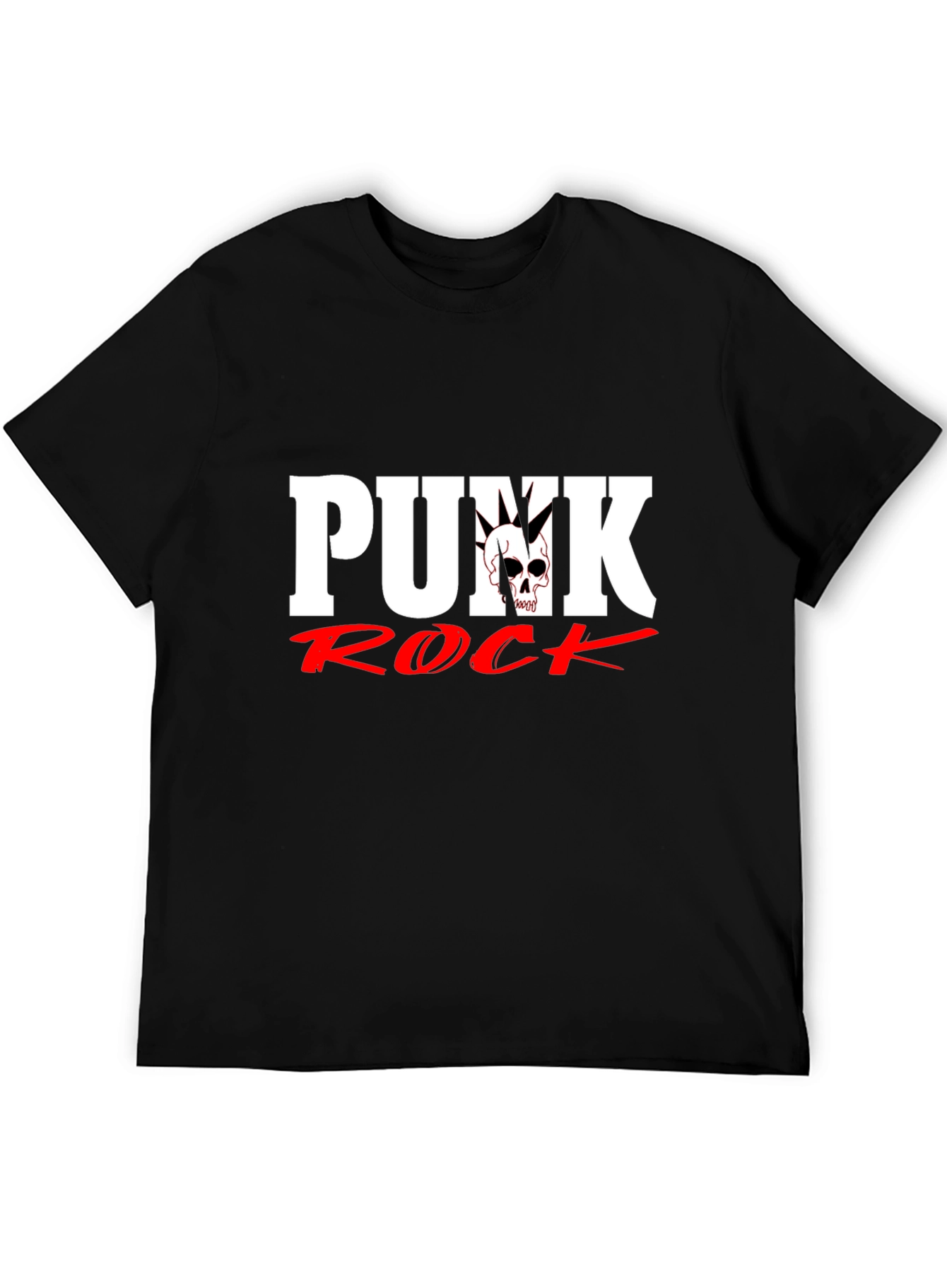 Punk Rock Skull Graphic Black T-Shirt
