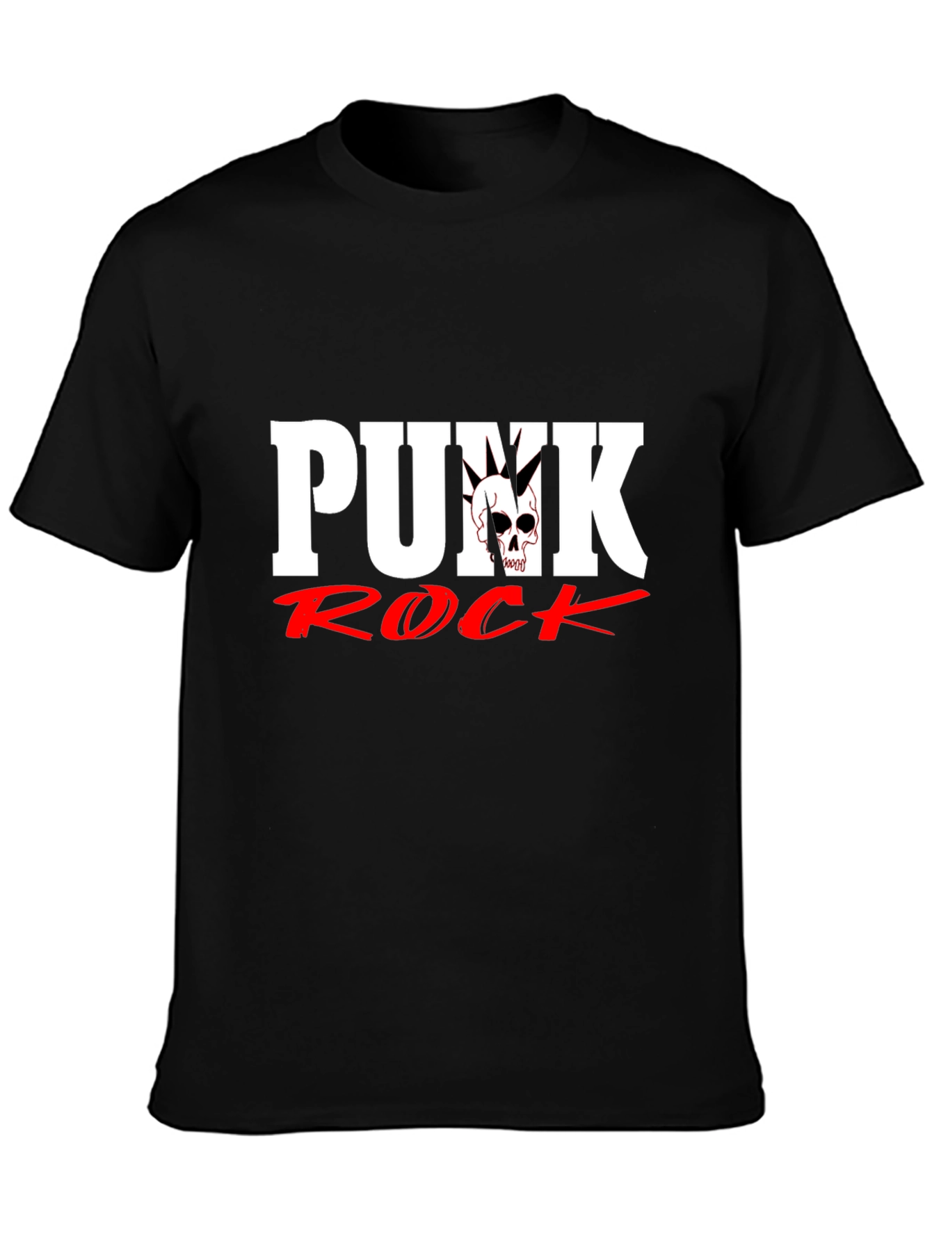 Punk Rock Skull Graphic Black T-Shirt