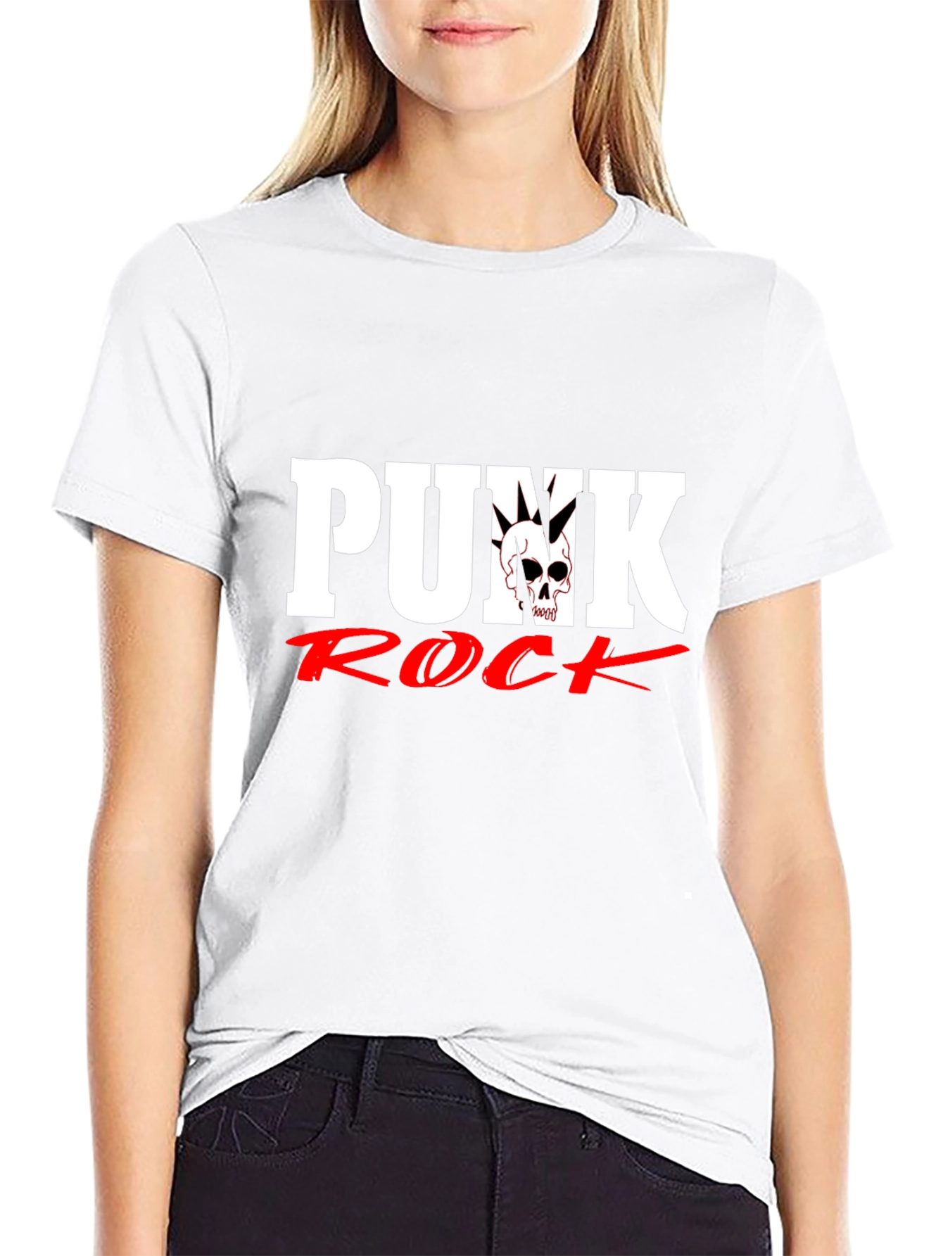 Punk Rock Skull Graphic Black T-Shirt