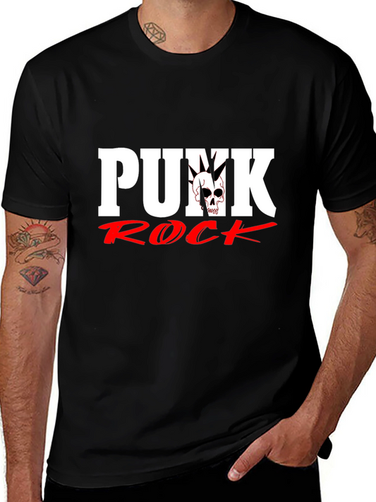 Punk Rock Skull Graphic Black T-Shirt