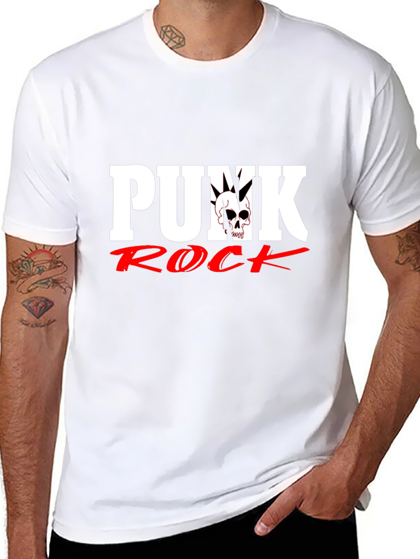 Punk Rock Skull Graphic Black T-Shirt