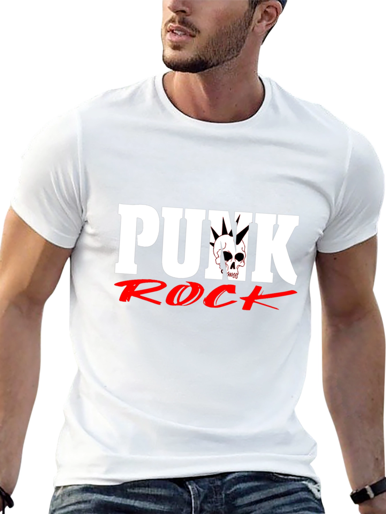 Punk Rock Skull Graphic Black T-Shirt