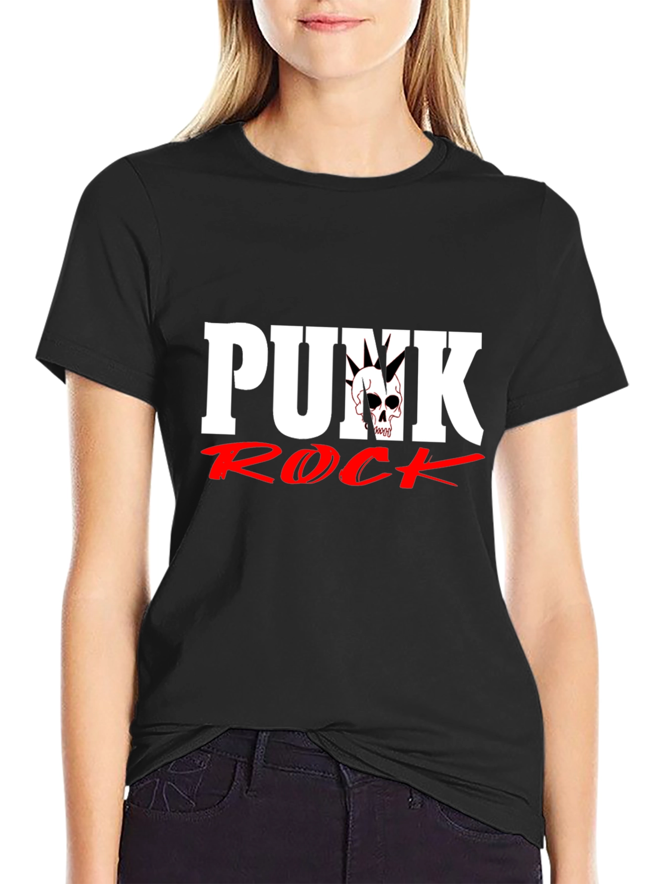 Punk Rock Skull Graphic Black T-Shirt