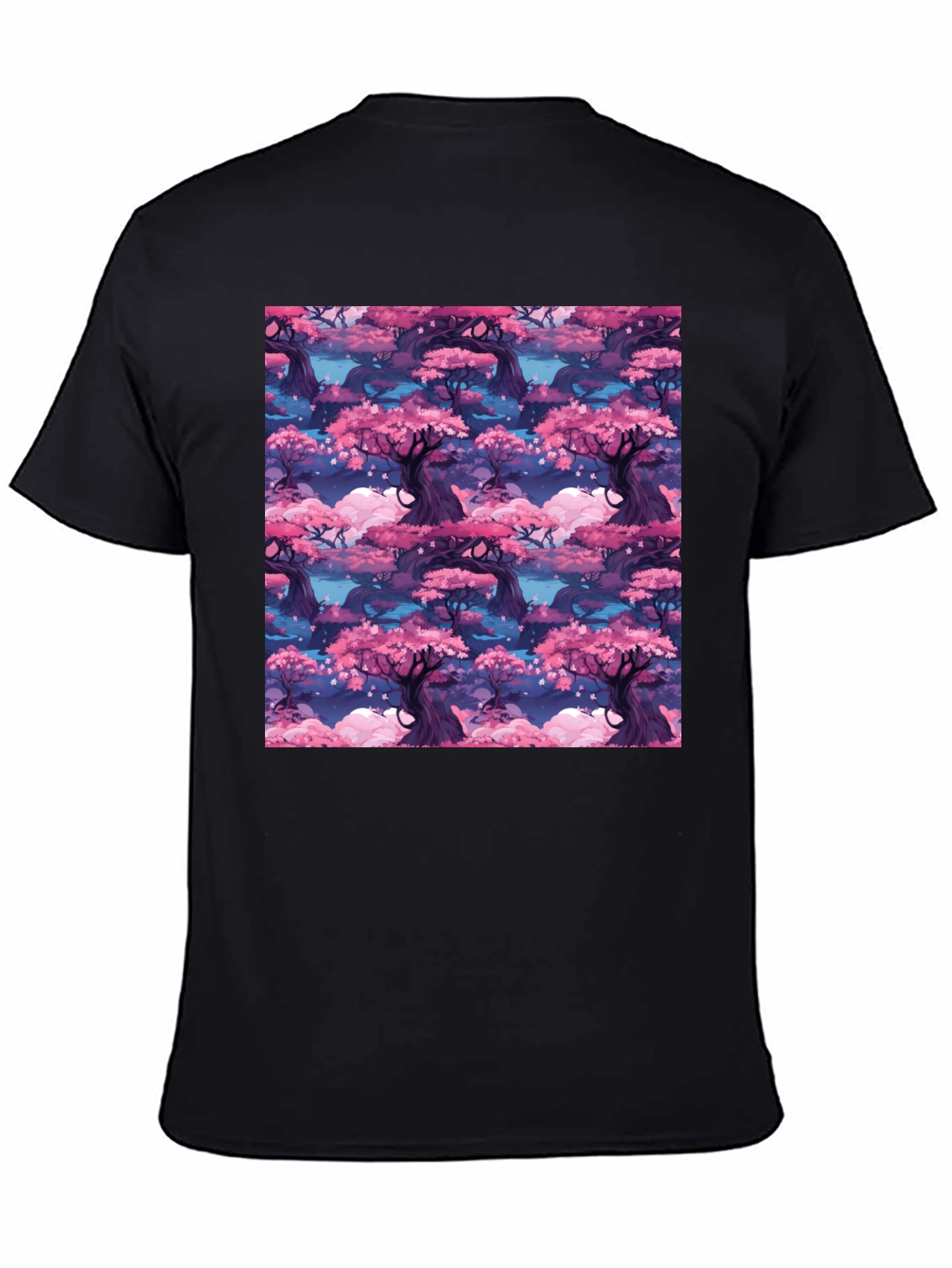 Sakura Forest Print Black T-Shirt