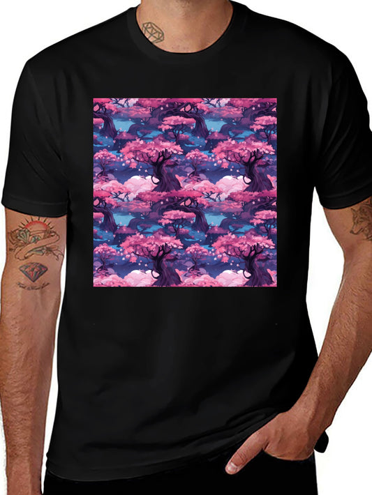 Sakura Forest Print Black T-Shirt