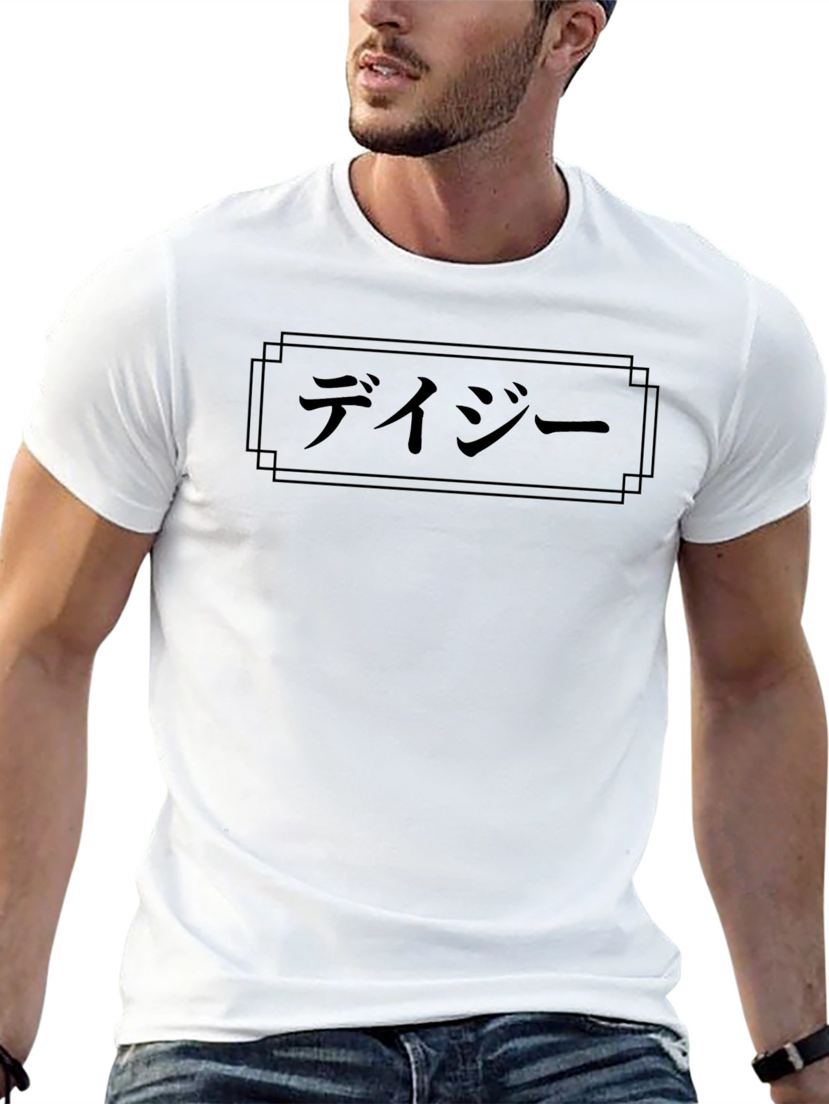 Japanese Daisy Graphic Black T-Shirt