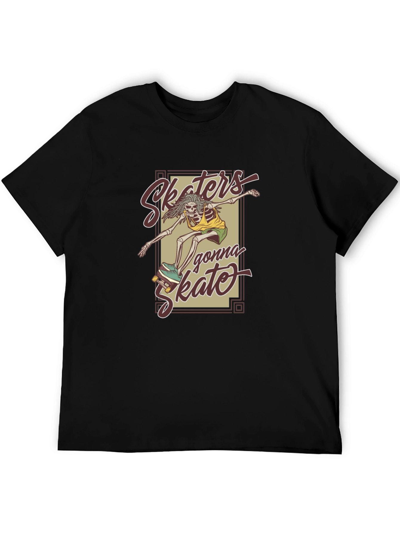 Skaters Gonna Skate Skeleton Graphic T-Shirt