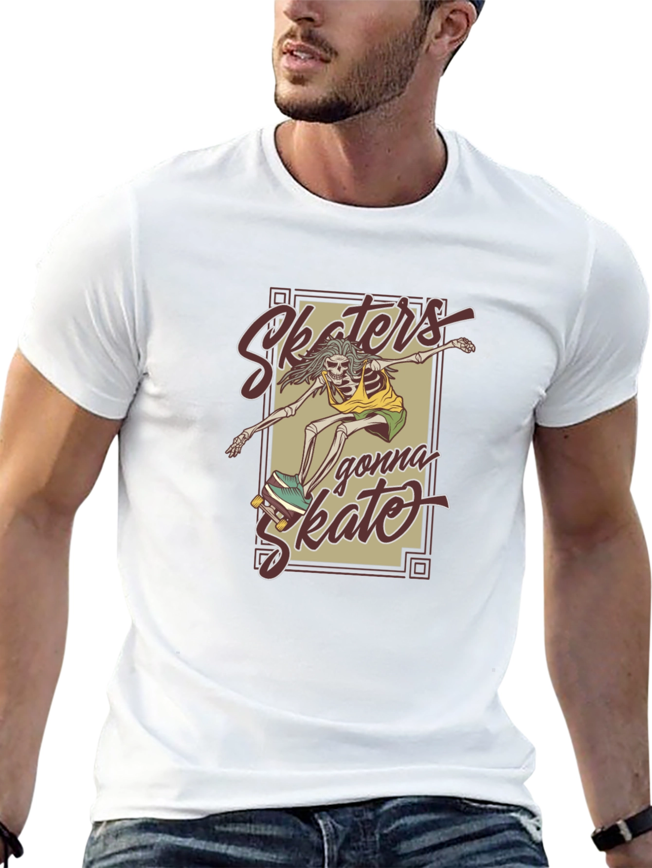 Skaters Gonna Skate Skeleton Graphic T-Shirt