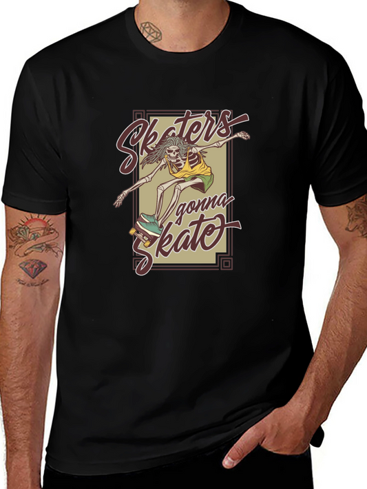 Skaters Gonna Skate Skeleton Graphic T-Shirt