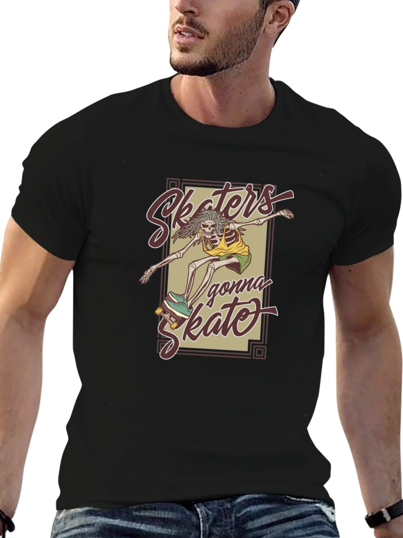 Skaters Gonna Skate Skeleton Graphic T-Shirt