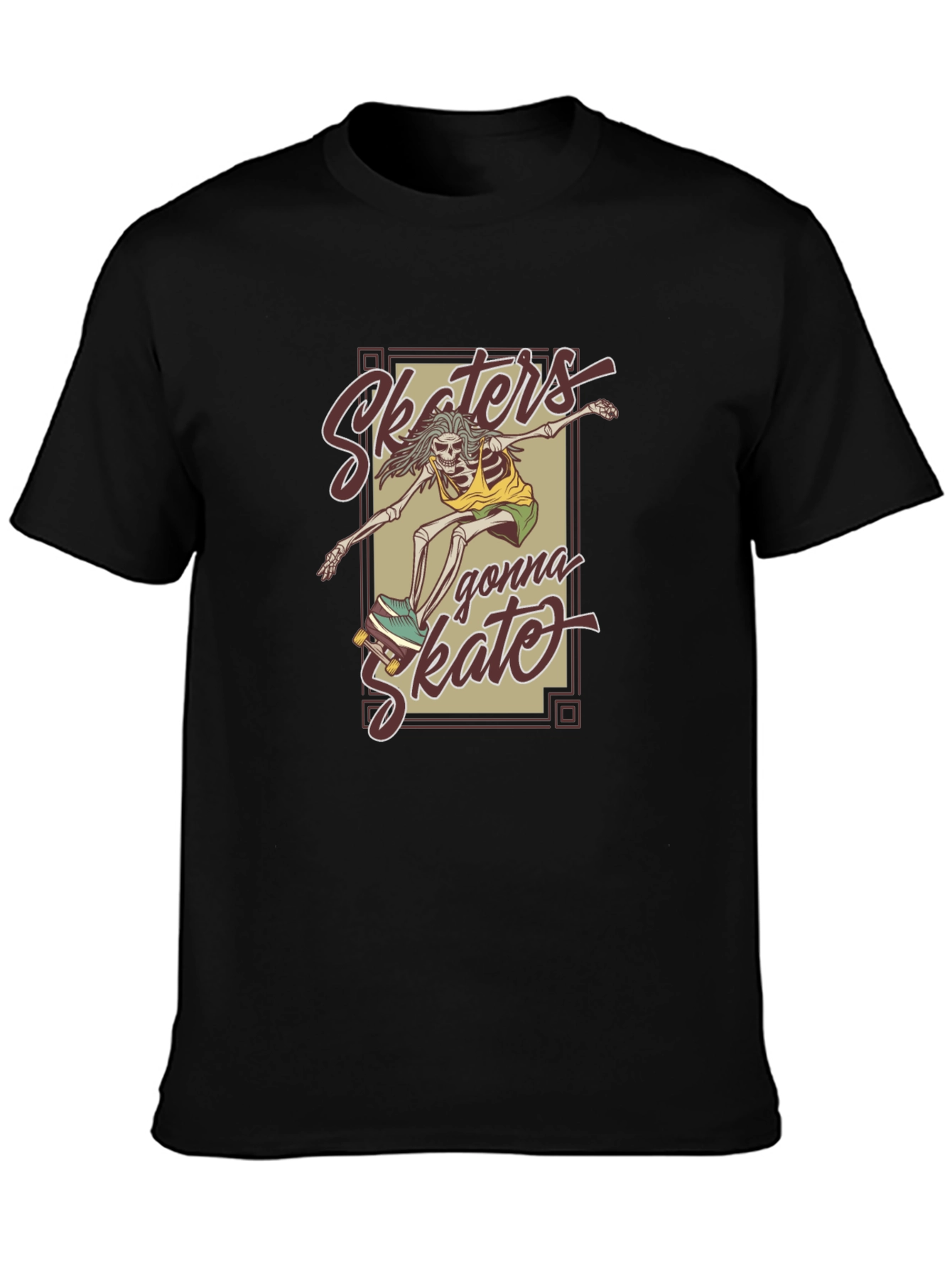 Skaters Gonna Skate Skeleton Graphic T-Shirt
