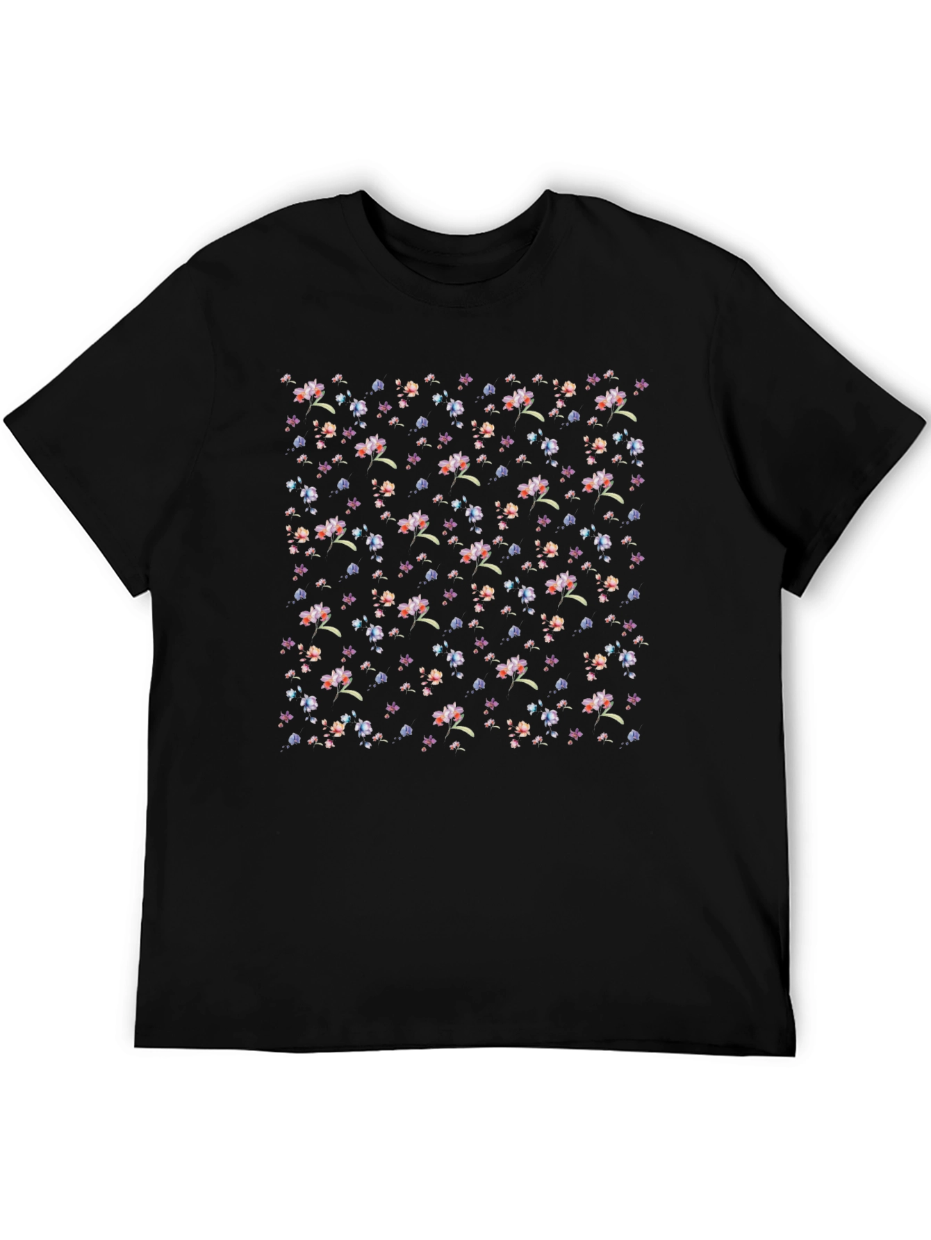 Floral Print Black Tee