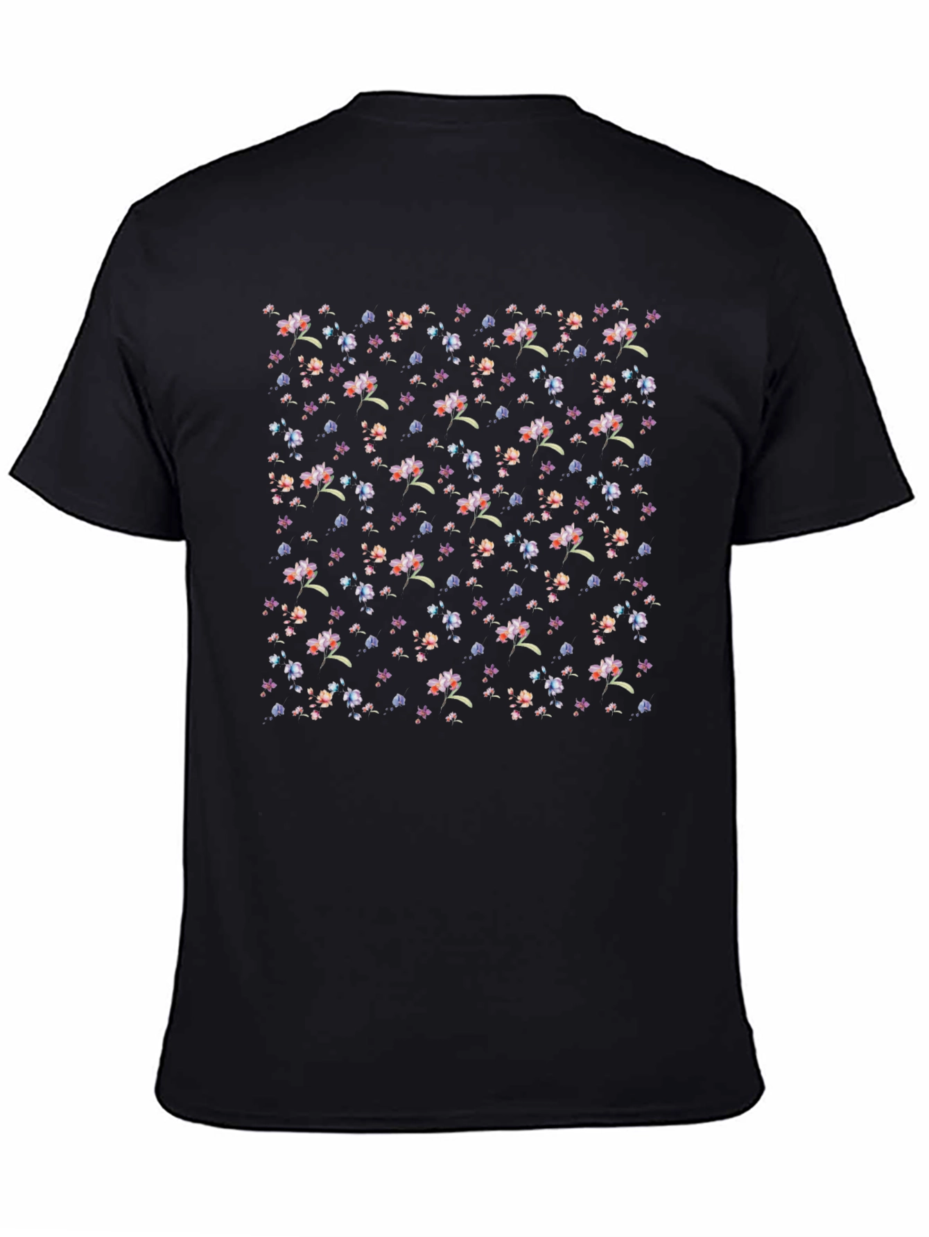 Floral Print Black Tee
