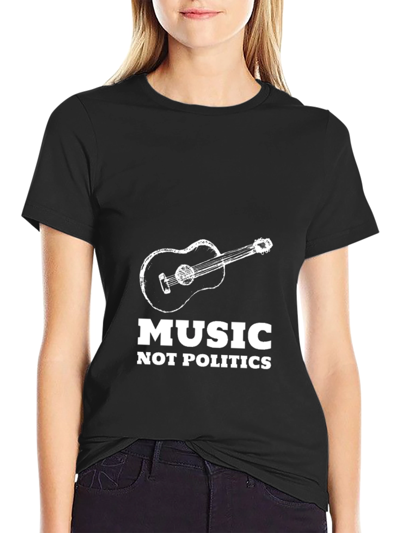 Music Not Politics Graphic Tee - Black
