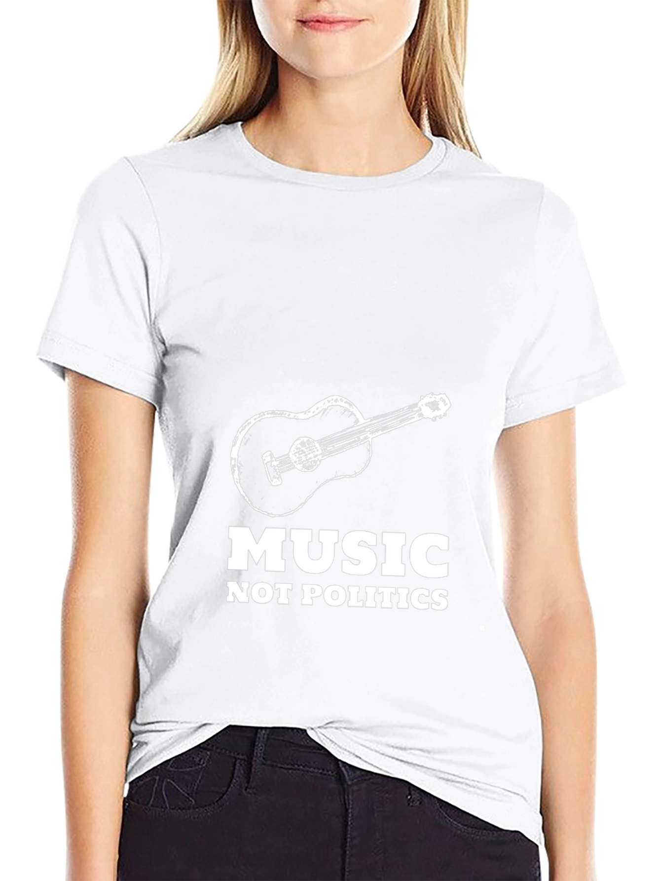 Music Not Politics Graphic Tee - Black