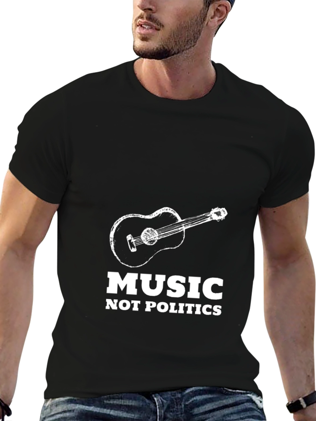 Music Not Politics Graphic Tee - Black