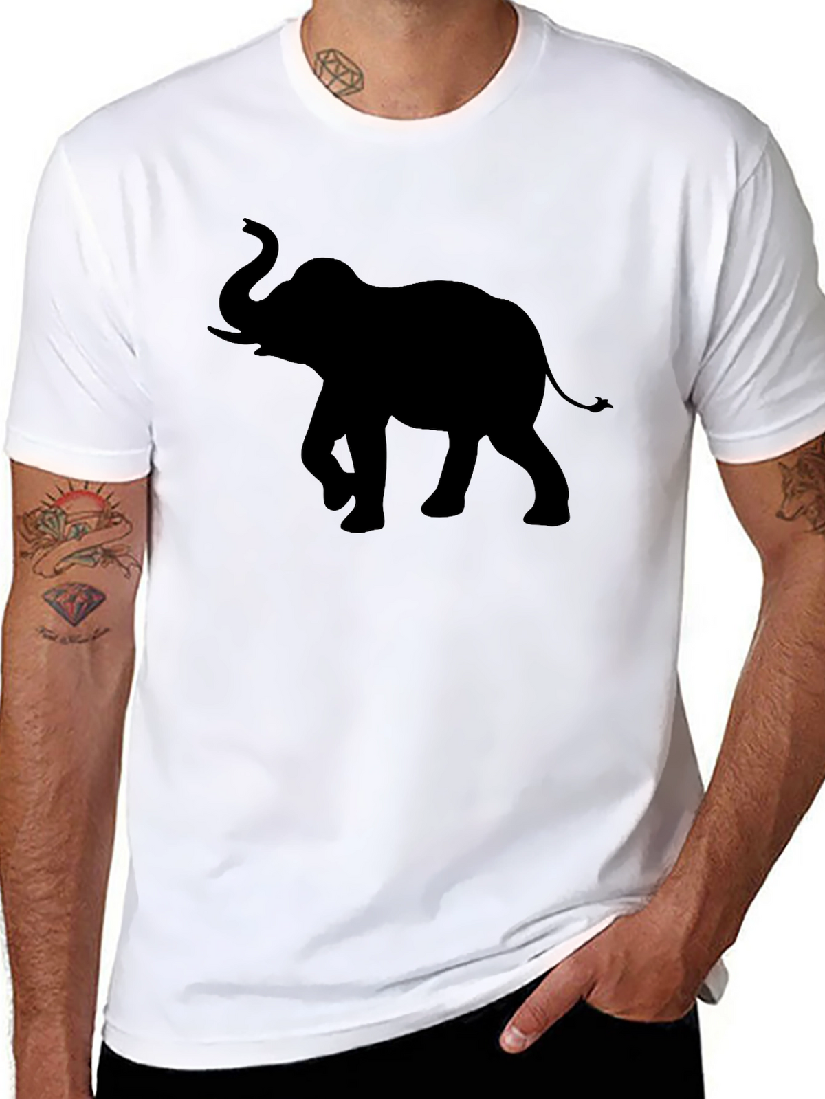 Elephant Silhouette Graphic Print Tee