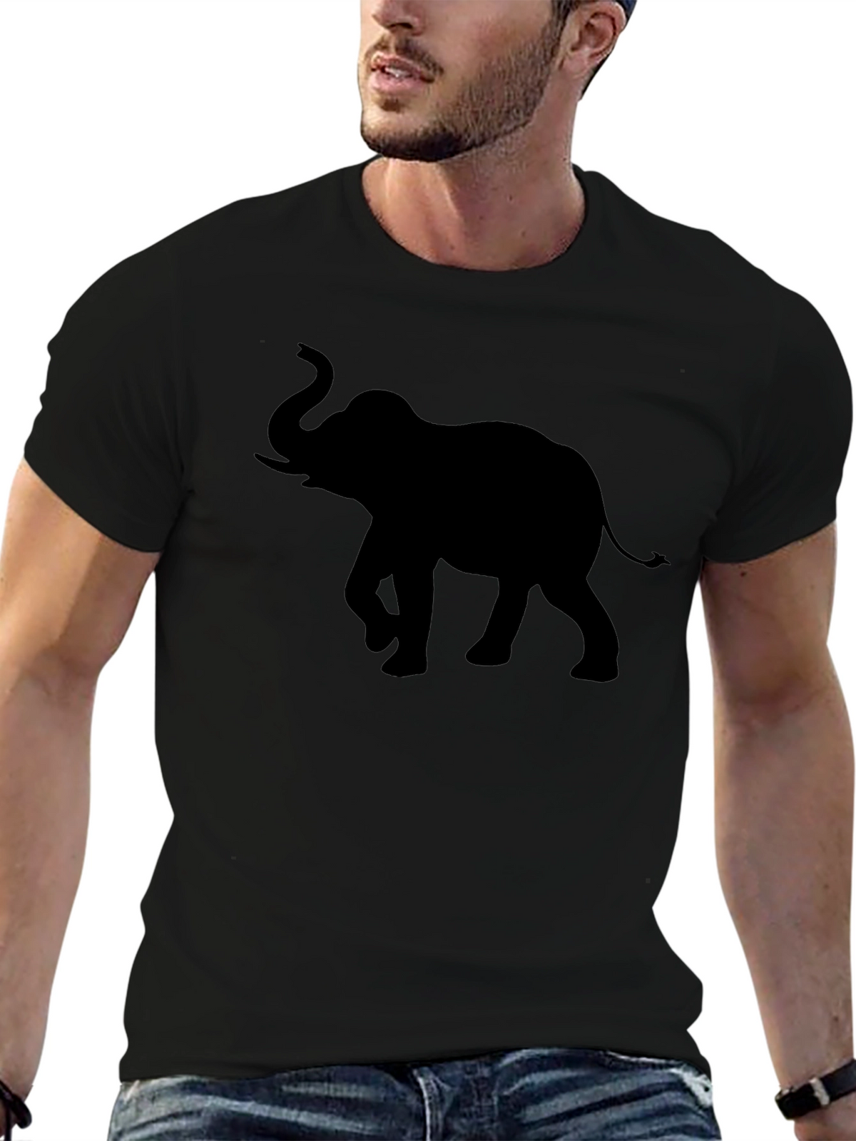 Elephant Silhouette Graphic Print Tee
