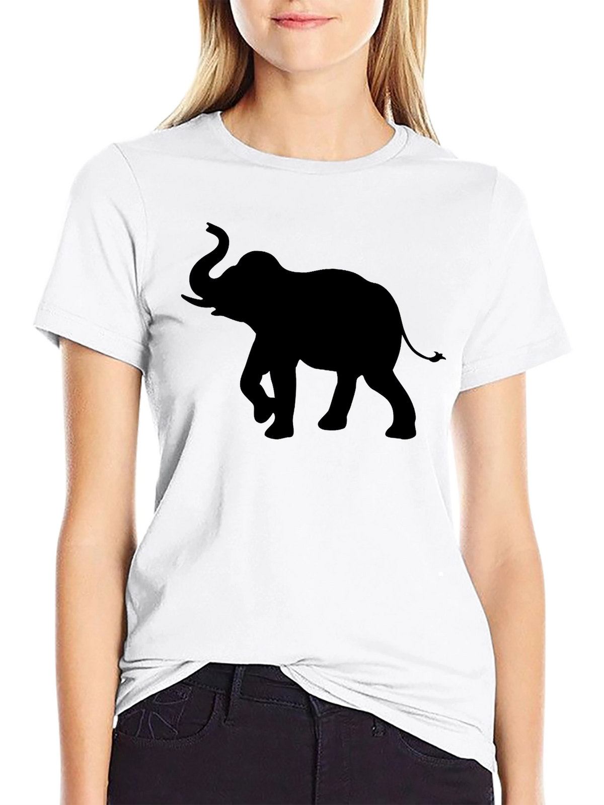 Elephant Silhouette Graphic Print Tee