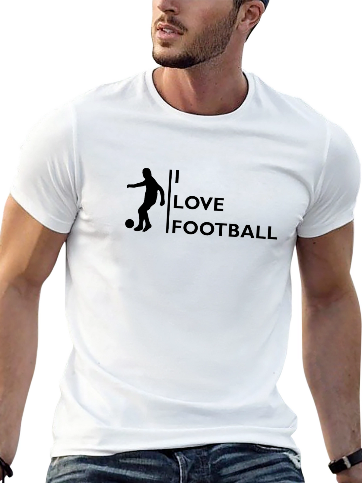 I Love Football Graphic Tee - Black