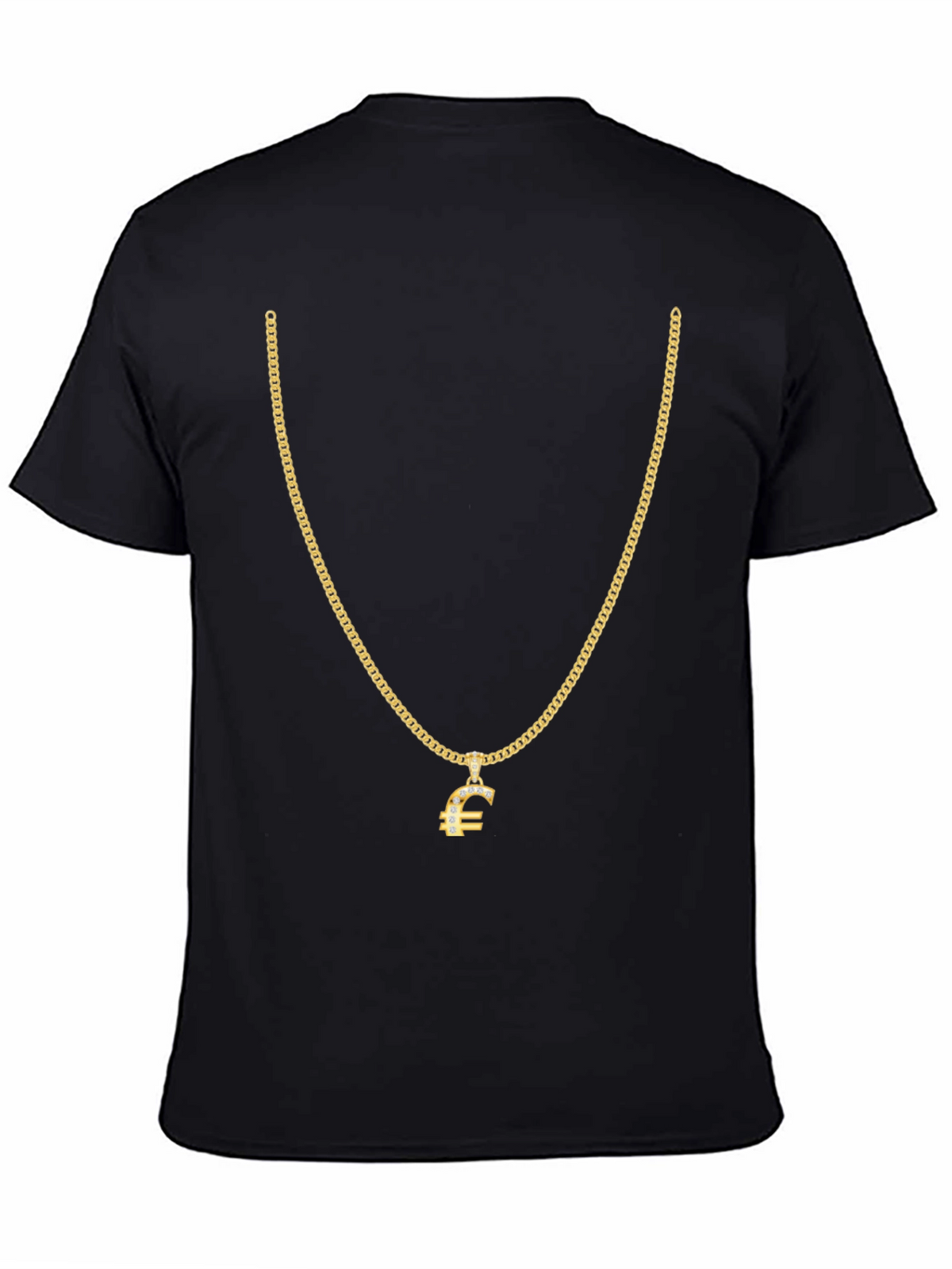 Gold Chain Euro Sign Black T-Shirt