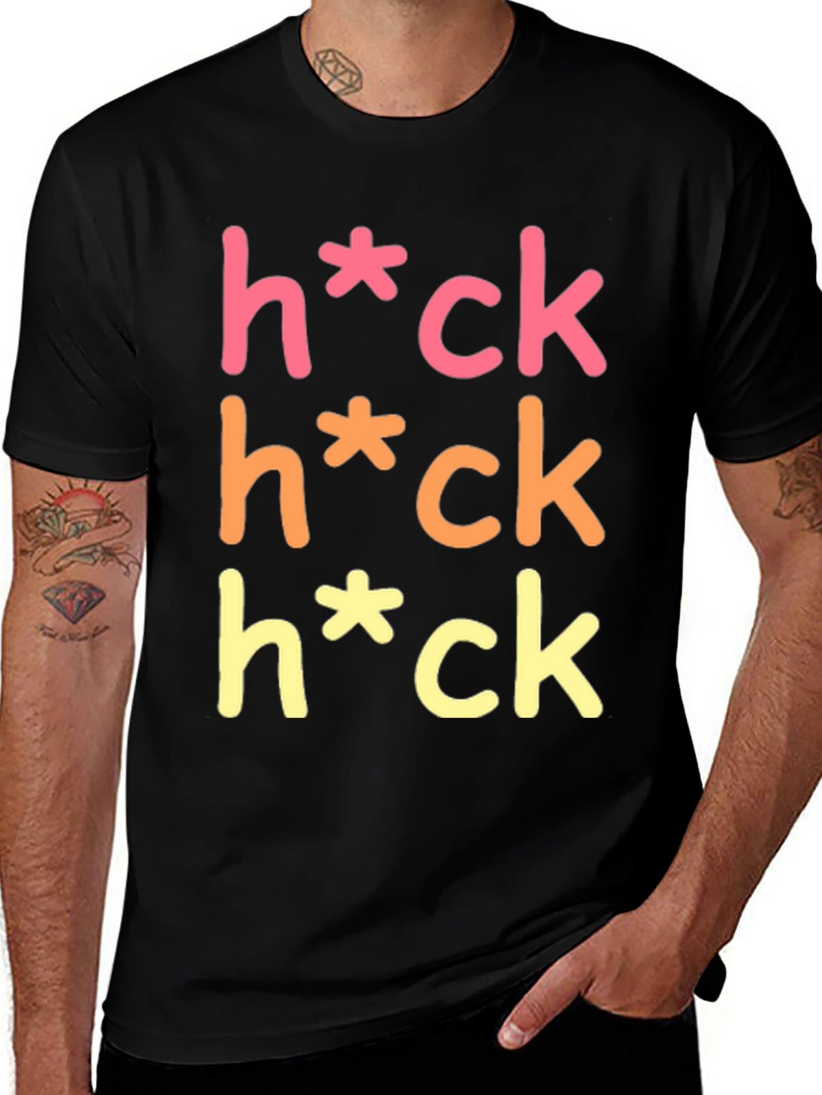Humorous Graphic Tee - Heck Censored T-Shirt