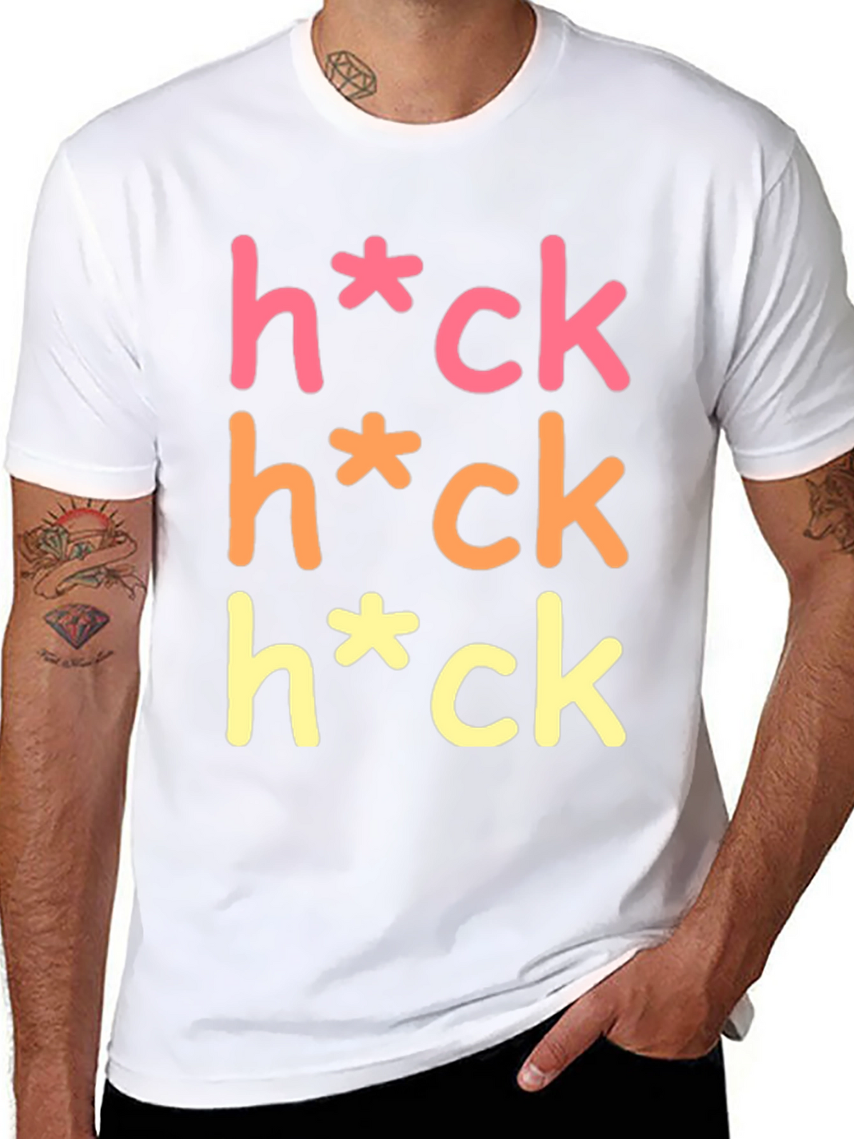 Humorous Graphic Tee - Heck Censored T-Shirt