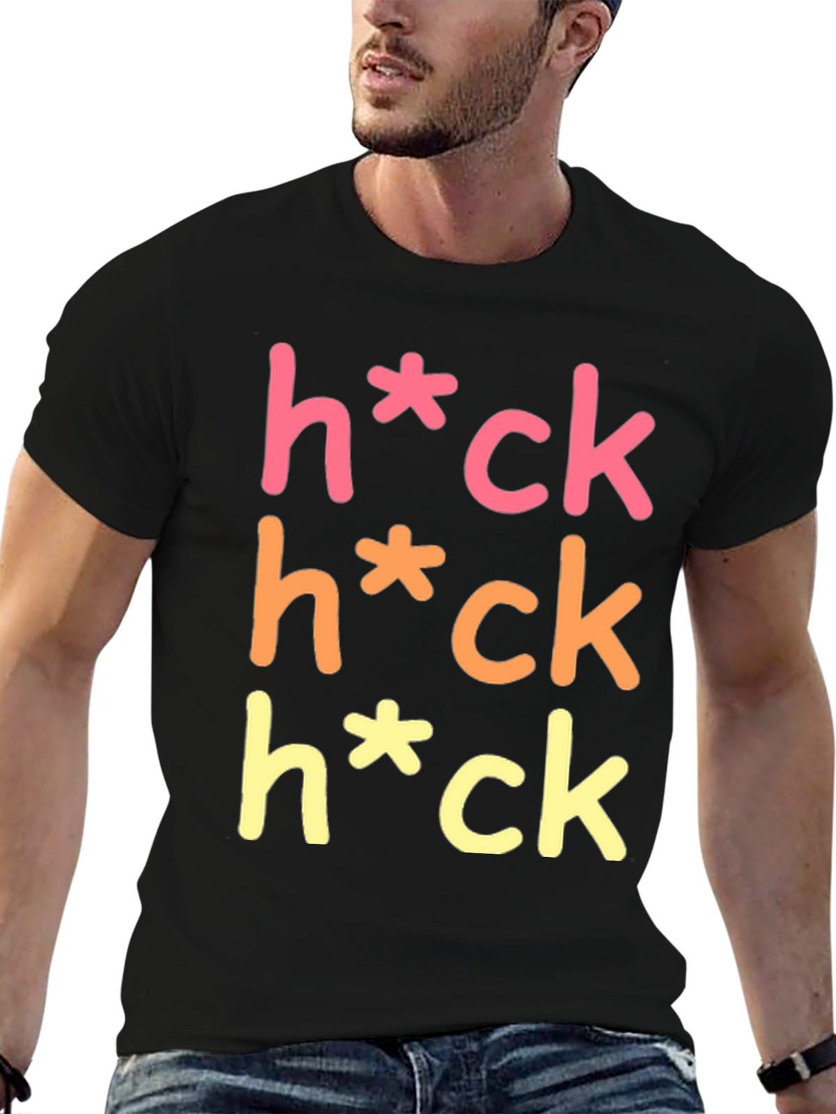 Humorous Graphic Tee - Heck Censored T-Shirt