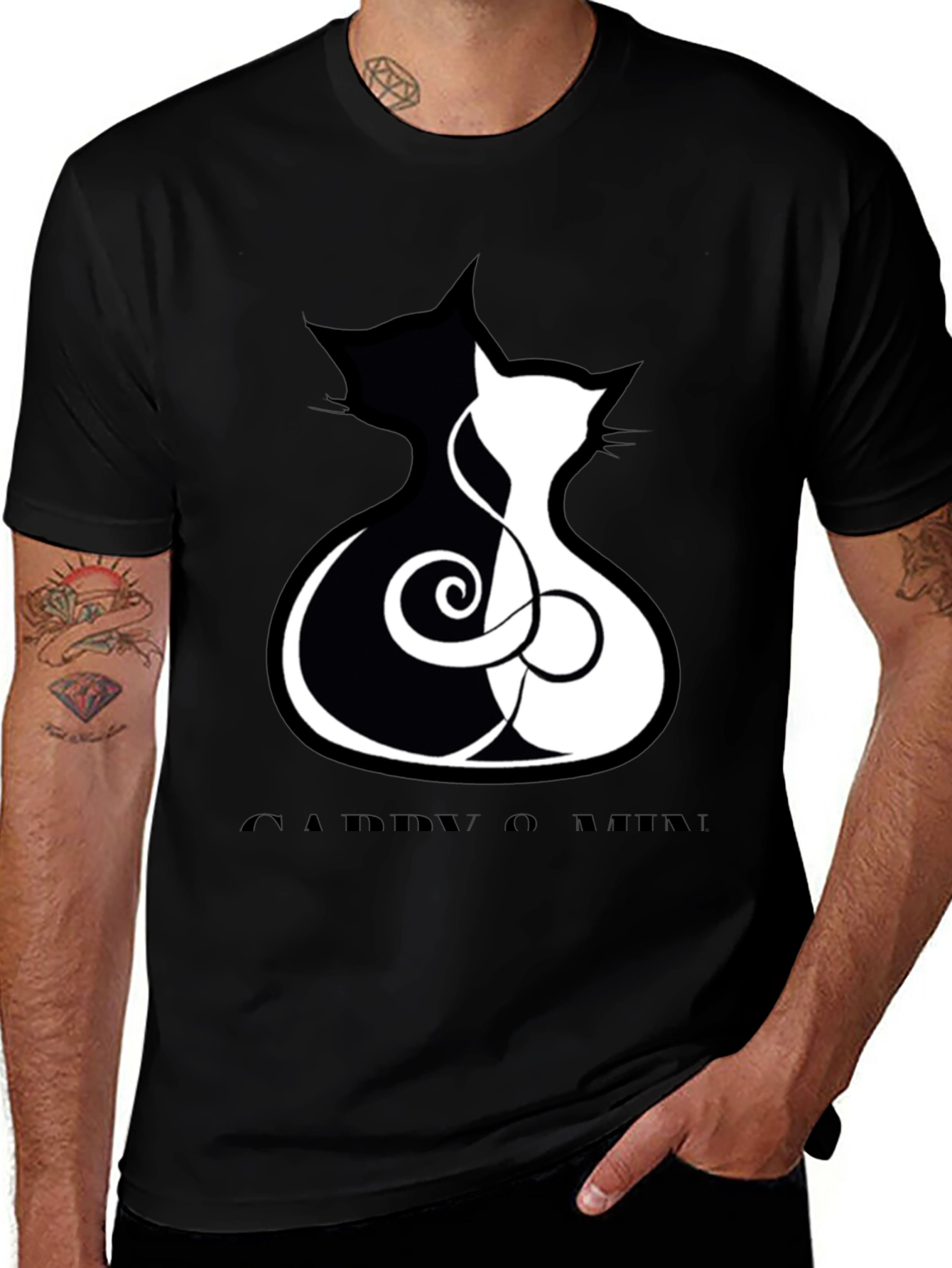 Yin Yang Cats Graphic T-Shirt