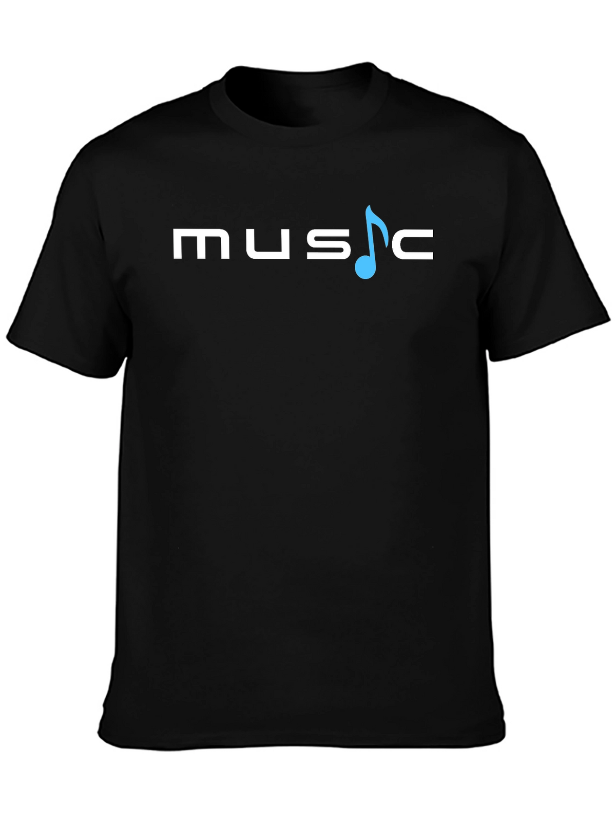 Music Note Graphic Print Tee - Black Casual T-Shirt