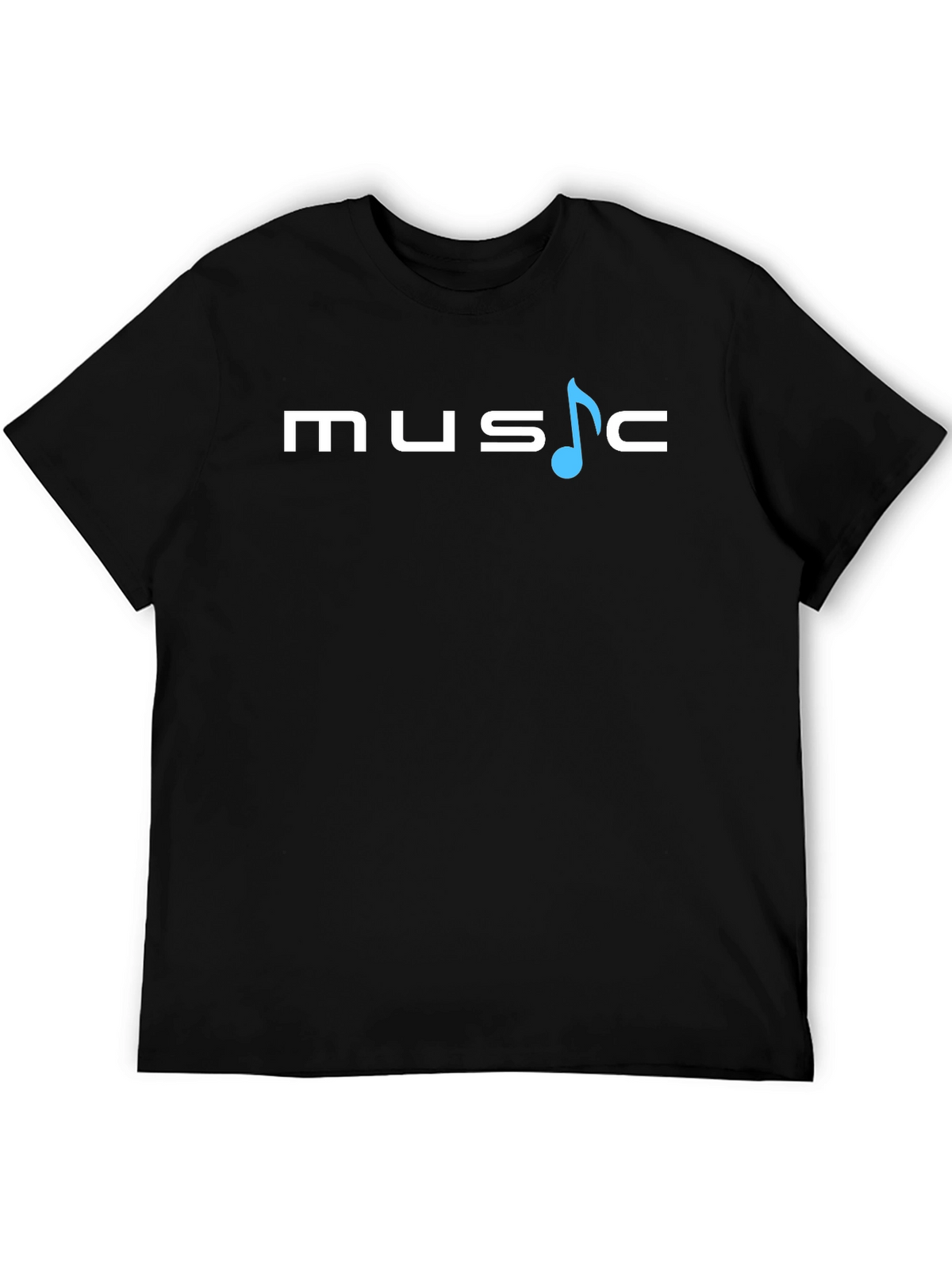 Music Note Graphic Print Tee - Black Casual T-Shirt