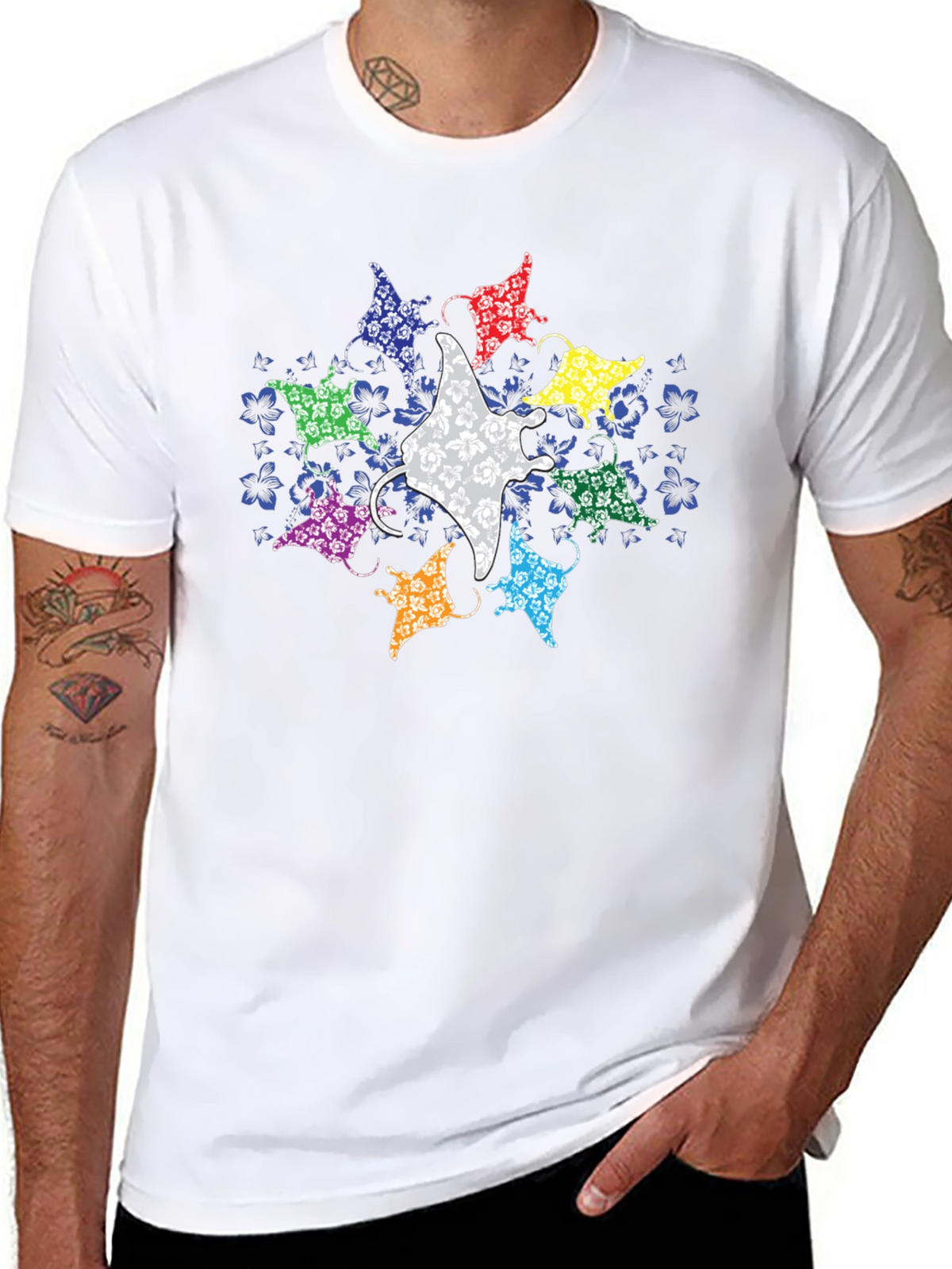 Manta Ray Graphic Tee - Black Casual T-Shirt