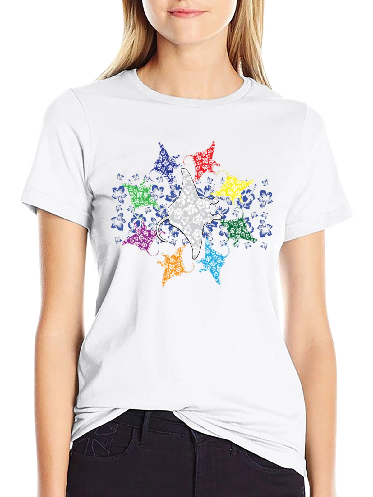 Manta Ray Graphic Tee - Black Casual T-Shirt