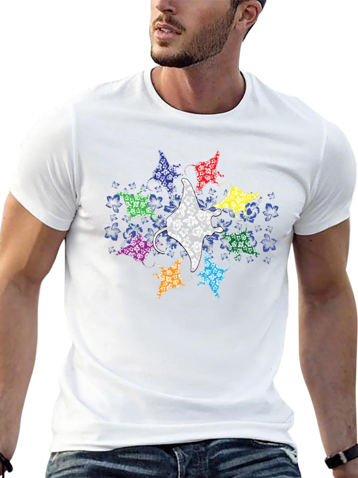 Manta Ray Graphic Tee - Black Casual T-Shirt