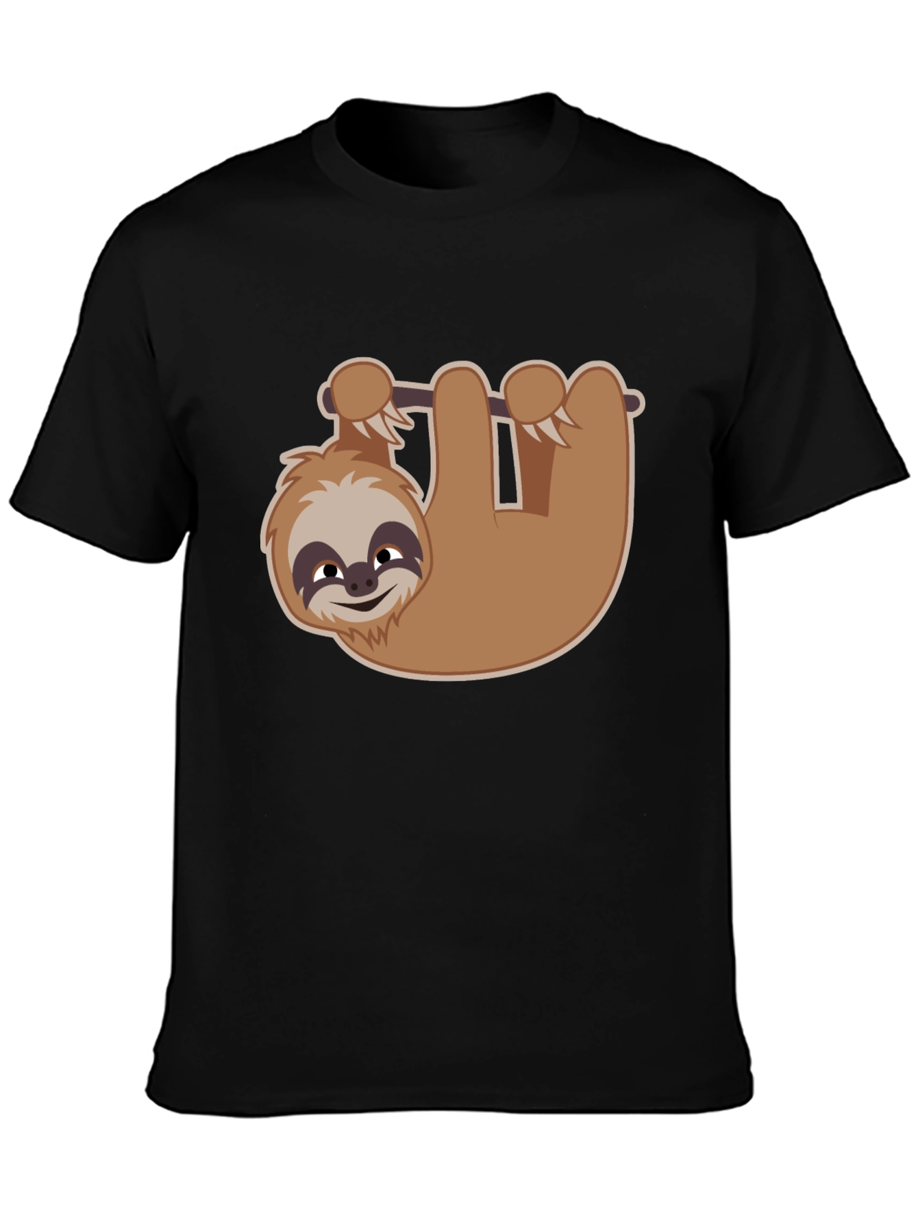 Cute Sloth Hanging T-Shirt - Black