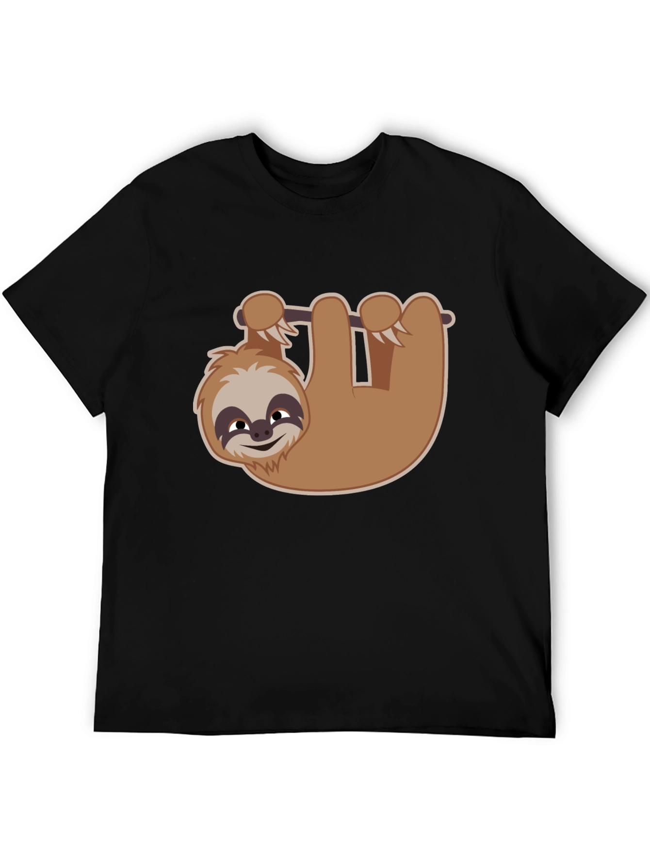 Cute Sloth Hanging T-Shirt - Black