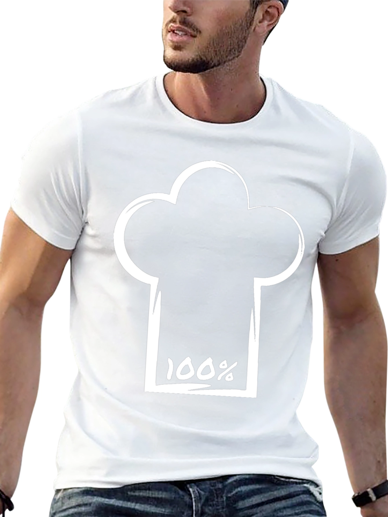100% Chef Hat Graphic Black T-Shirt