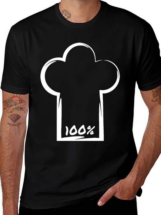 100% Chef Hat Graphic Black T-Shirt