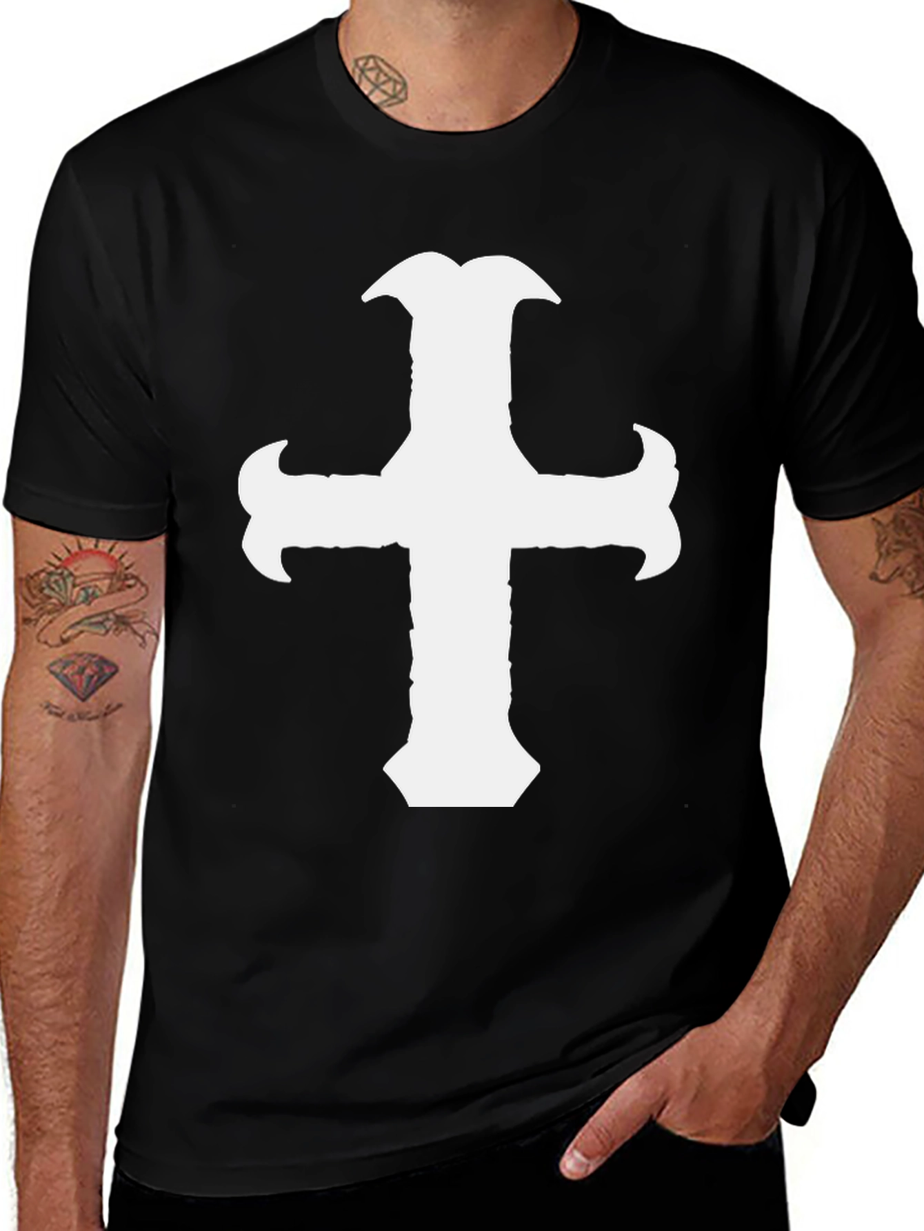 Cross Graphic Black T-Shirt Stylish Cotton Tee
