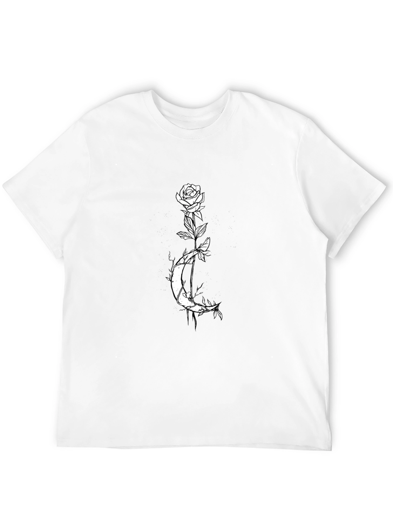 Rose and Moon Graphic Tee - Mens Black T-Shirt