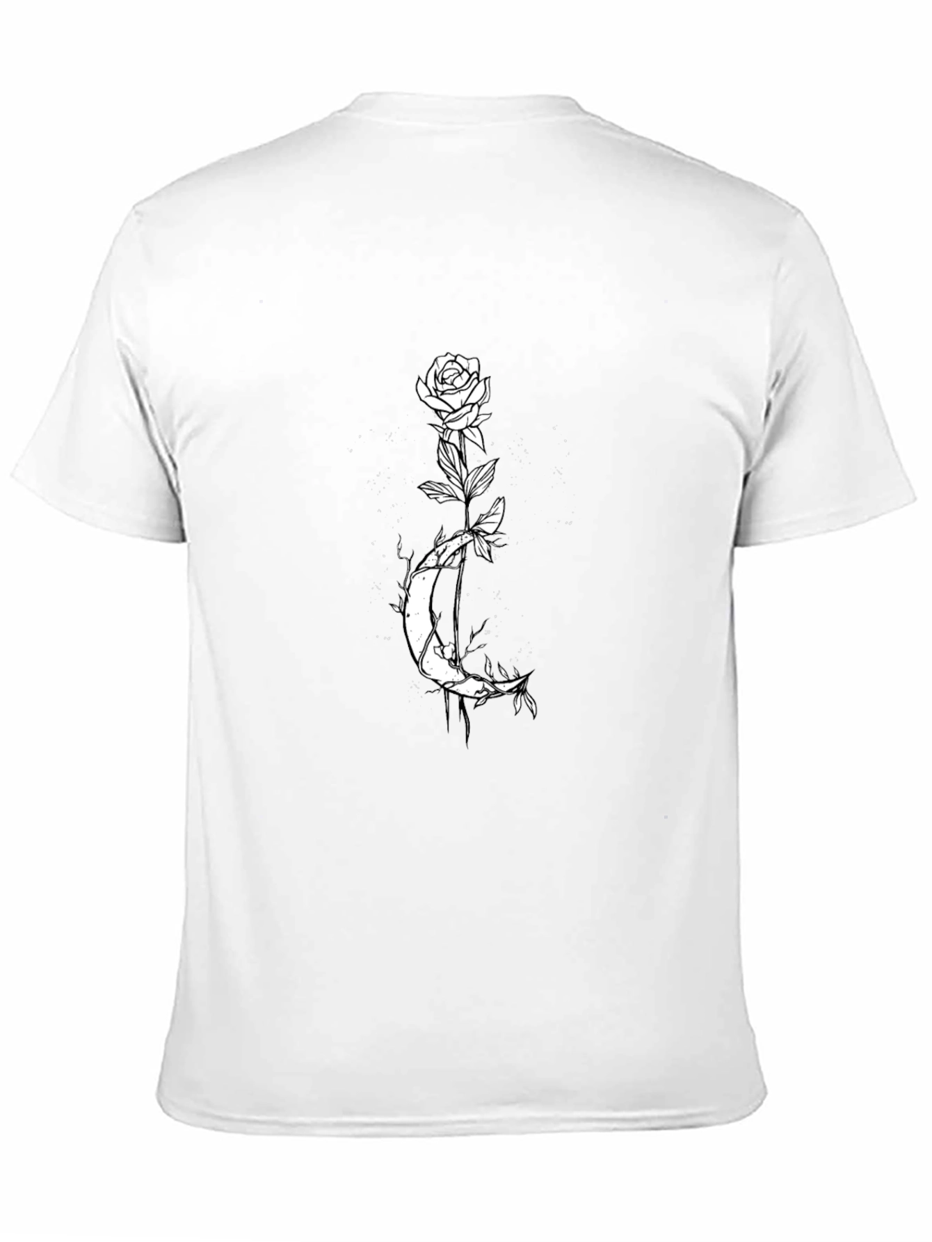 Rose and Moon Graphic Tee - Mens Black T-Shirt