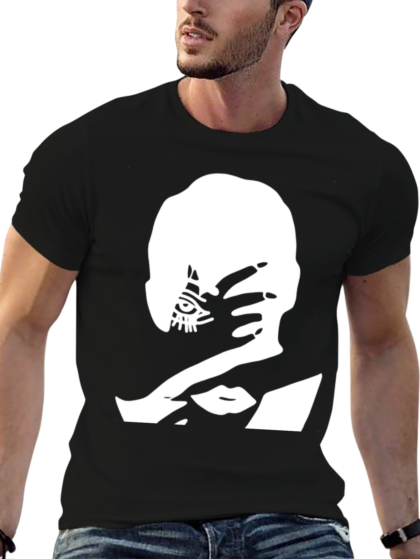Edgy Graphic Tee: All-Seeing Eye Hand Design