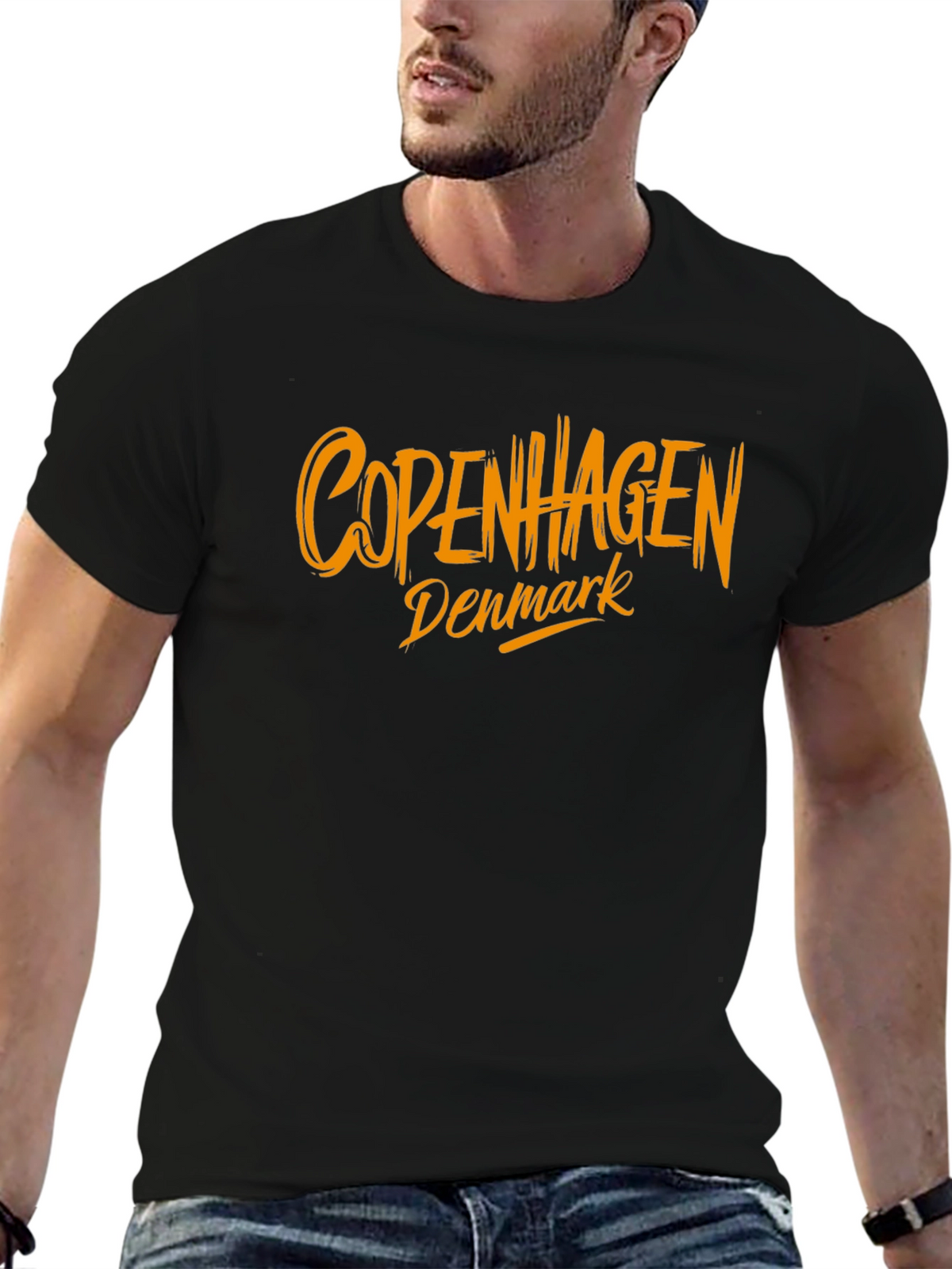 Copenhagen Denmark Graphic Tee - Black Cotton Casual Shirt