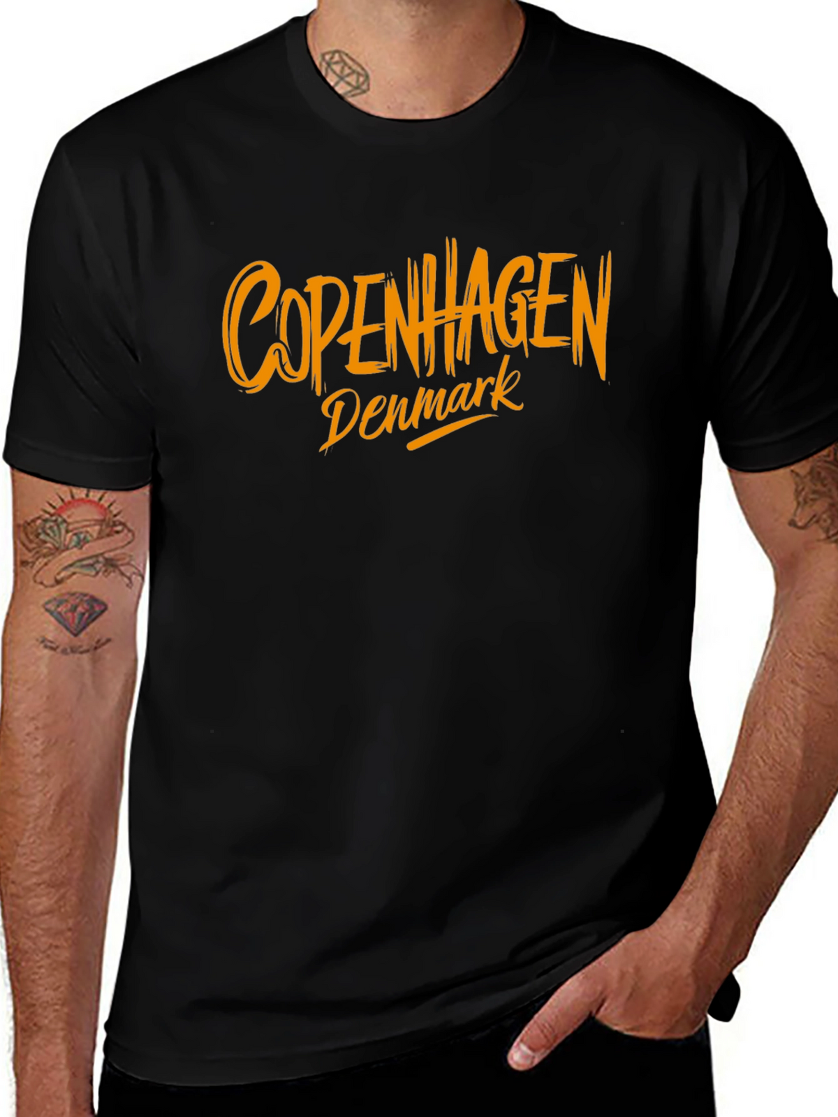 Copenhagen Denmark Graphic Tee - Black Cotton Casual Shirt