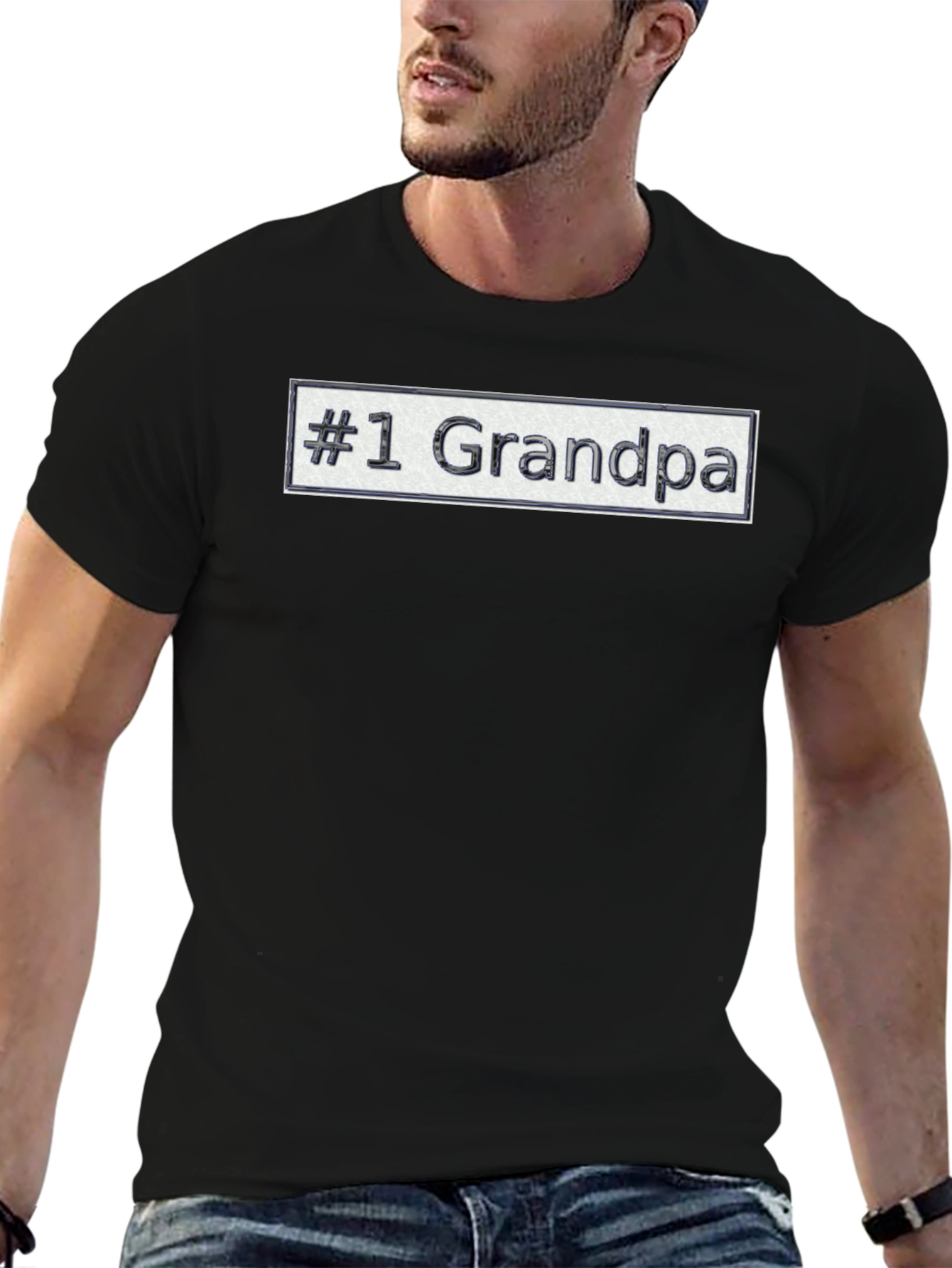 #1 Grandpa Novelty Graphic T-Shirt - Black