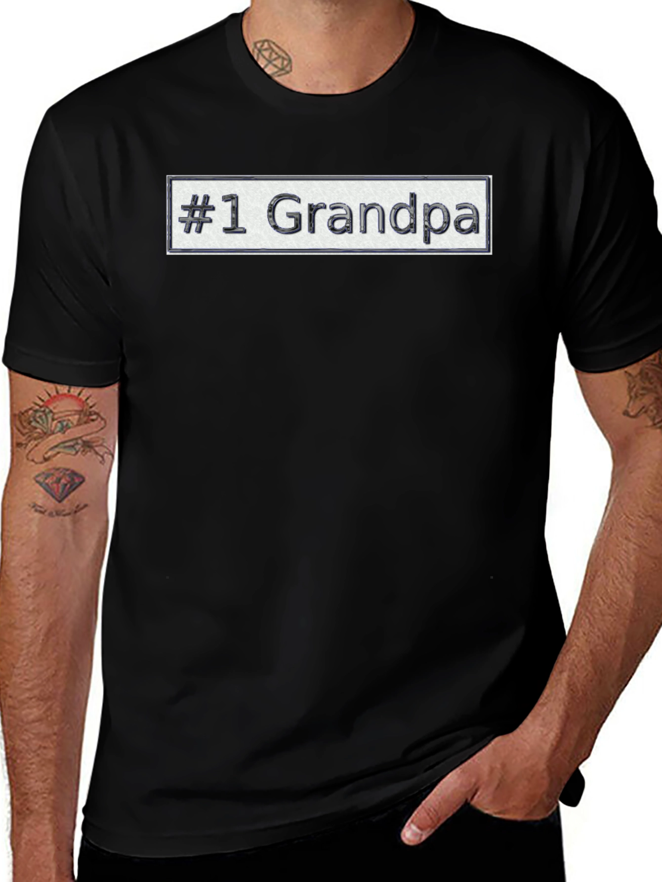 #1 Grandpa Novelty Graphic T-Shirt - Black