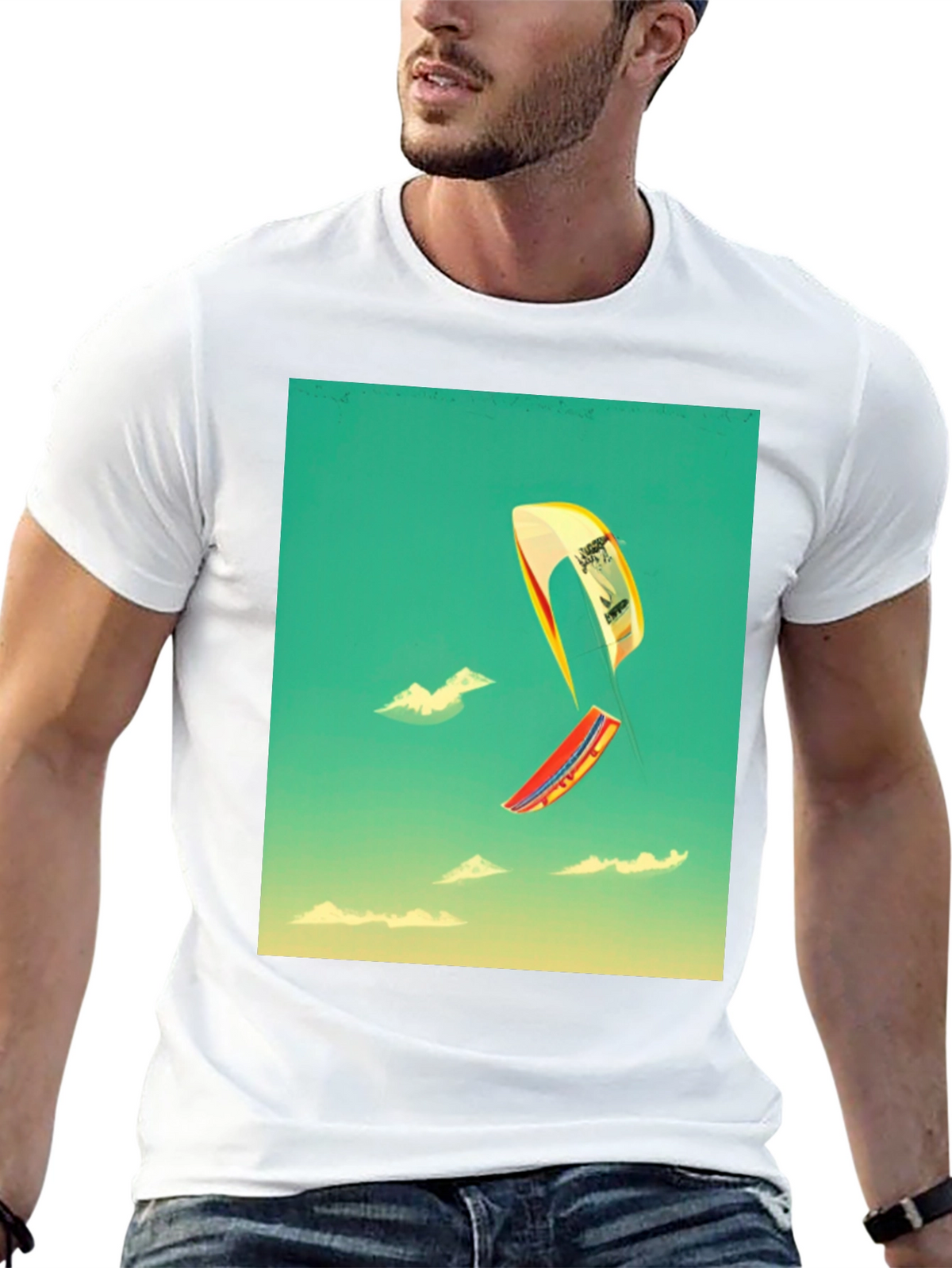 Kite Surfing Graphic Tee - Black Cotton Blend